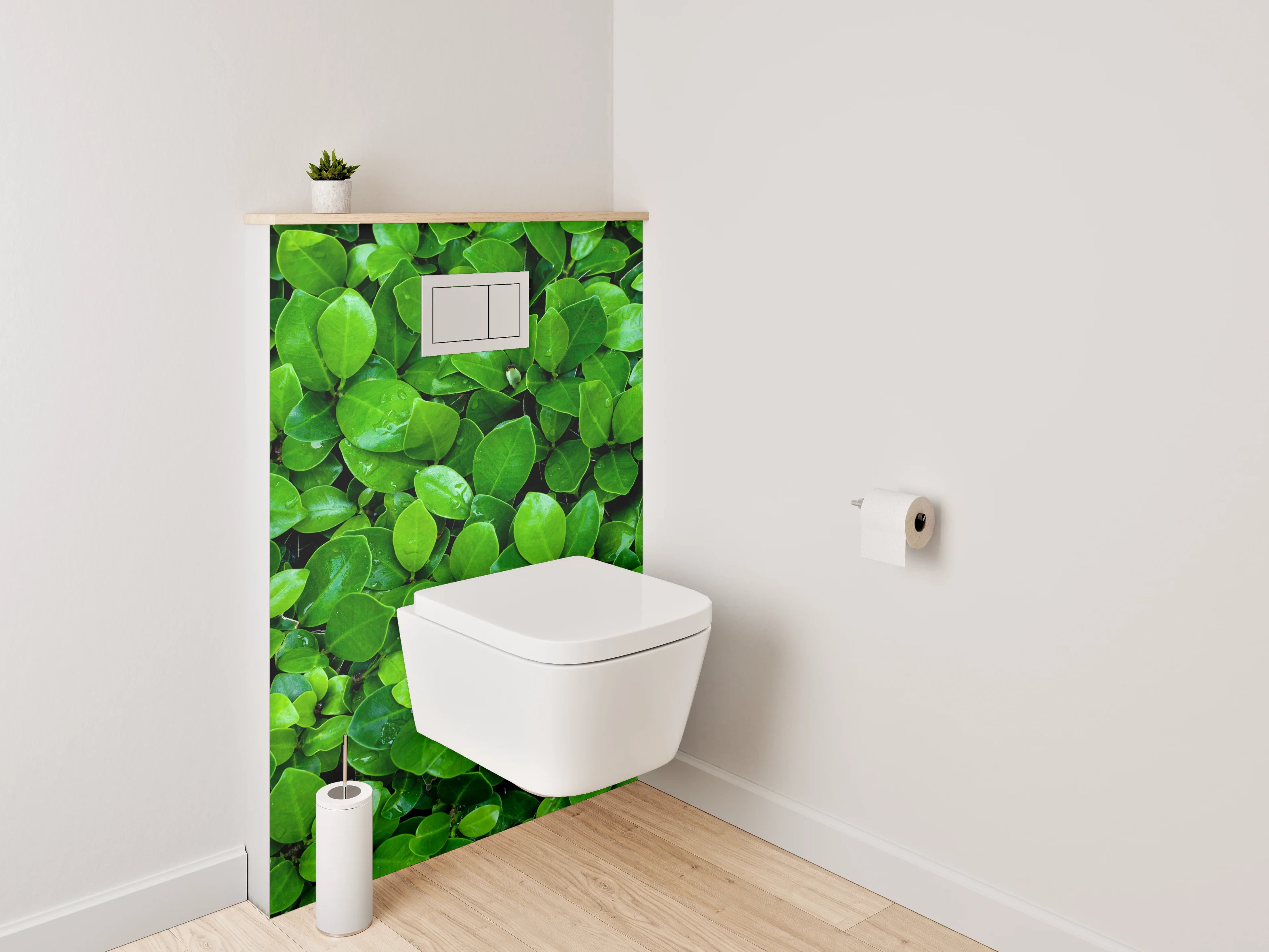 WC-Rückwand - Frische grüne Blätter Naturdekor