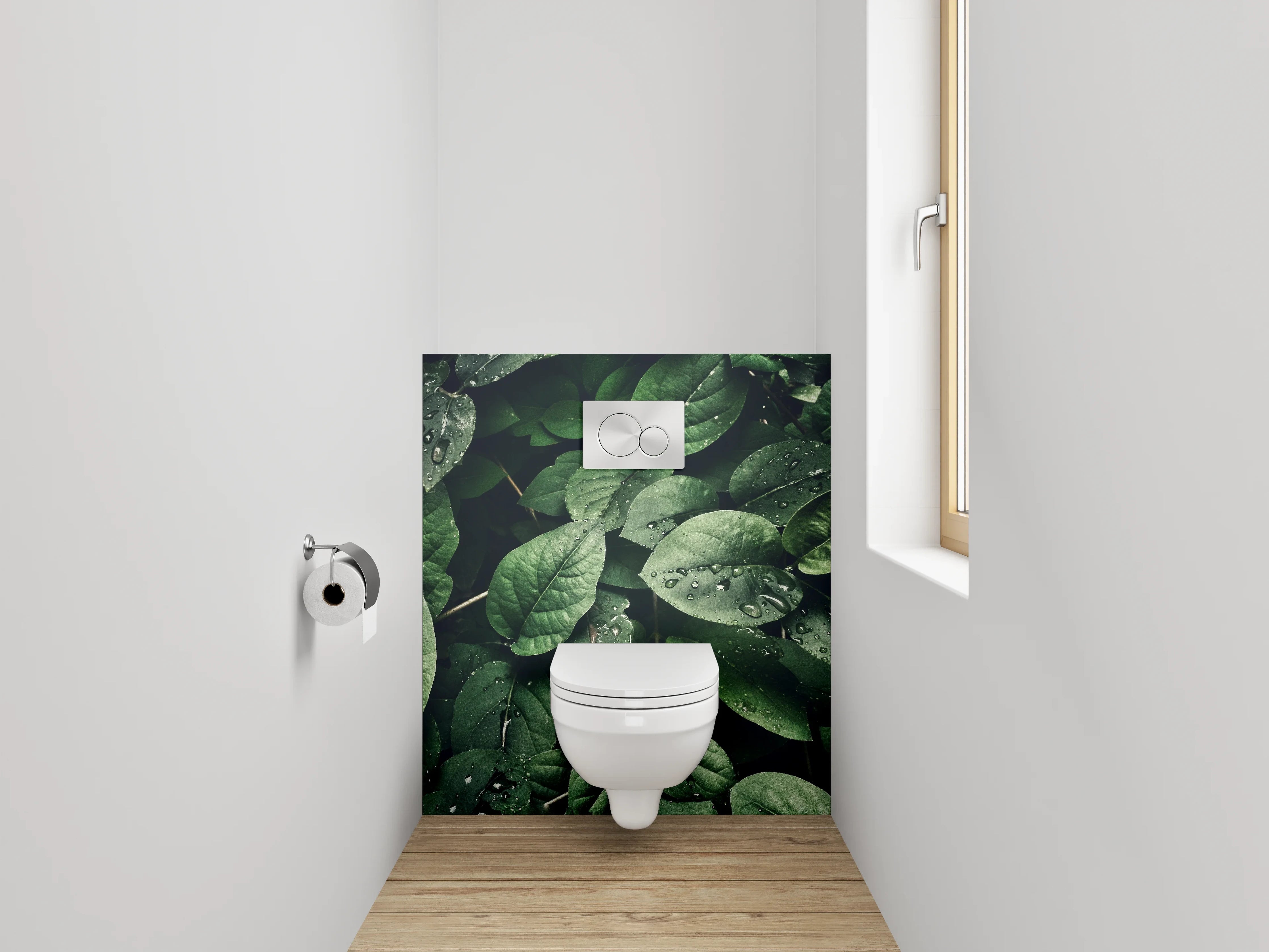 WC-Rückwand - Frische grüne Blätter Naturmotiv
