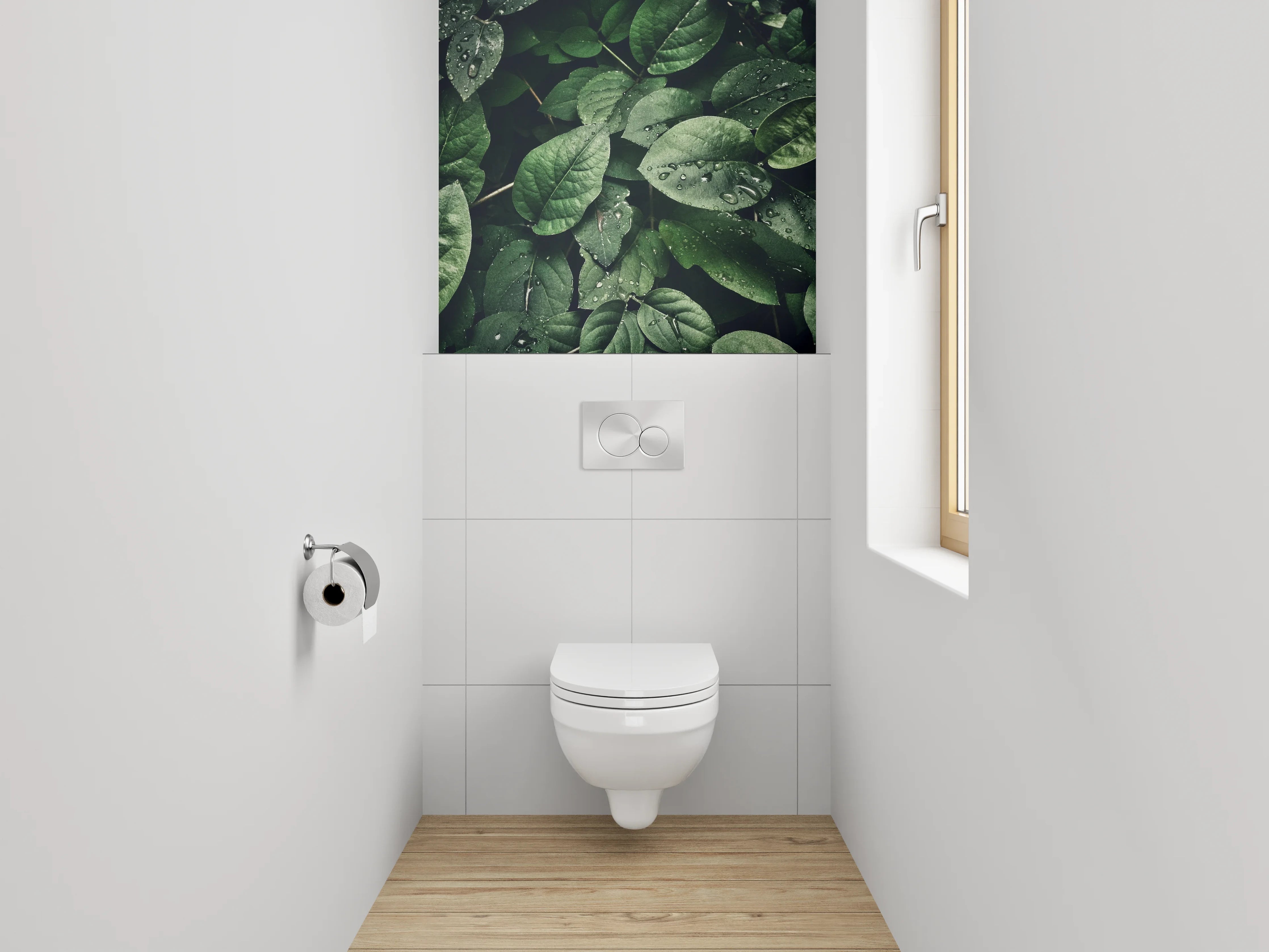 WC-Rückwand - Frische grüne Blätter Naturmotiv