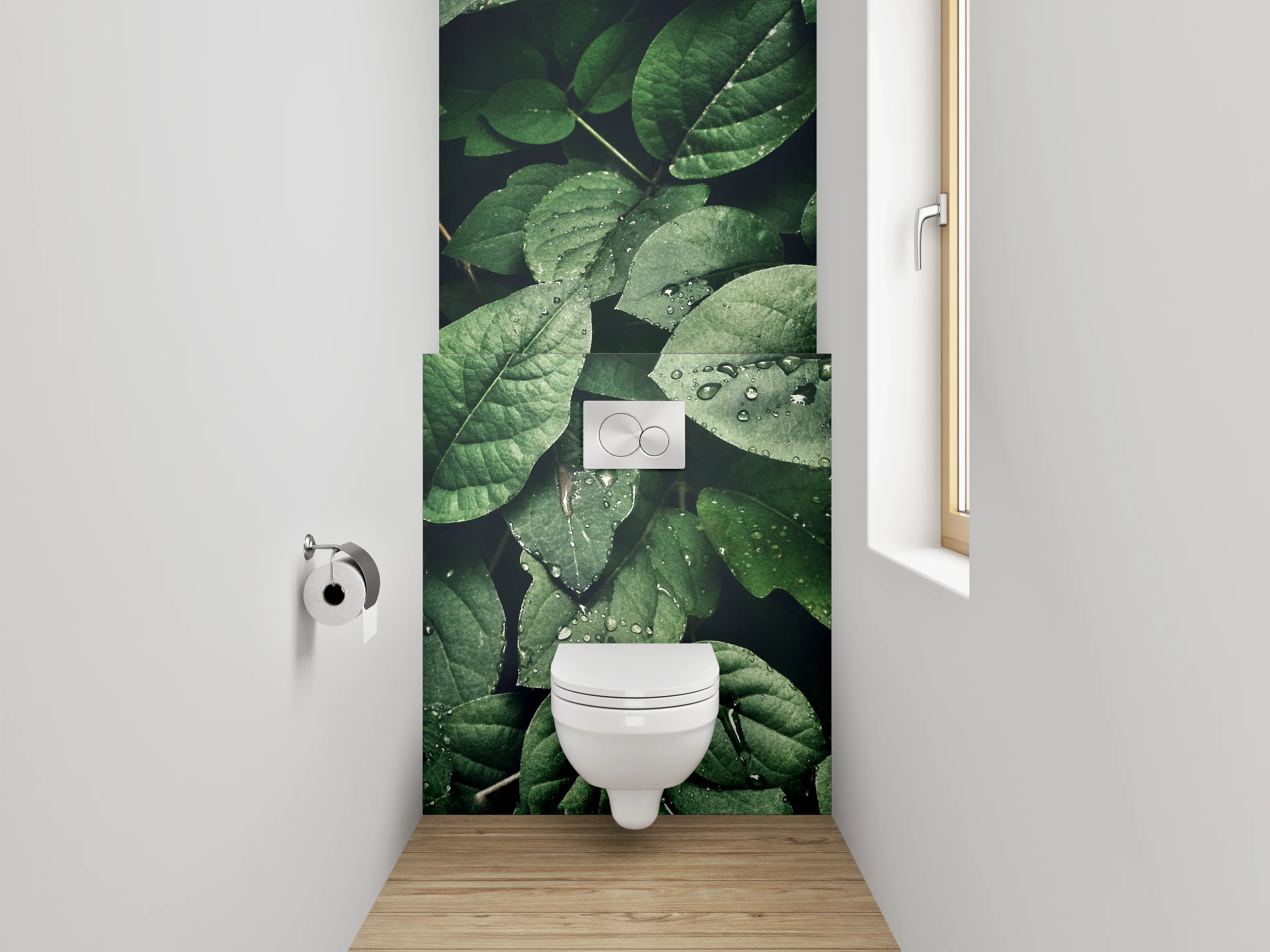 WC-Rückwand - Frische grüne Blätter Naturmotiv