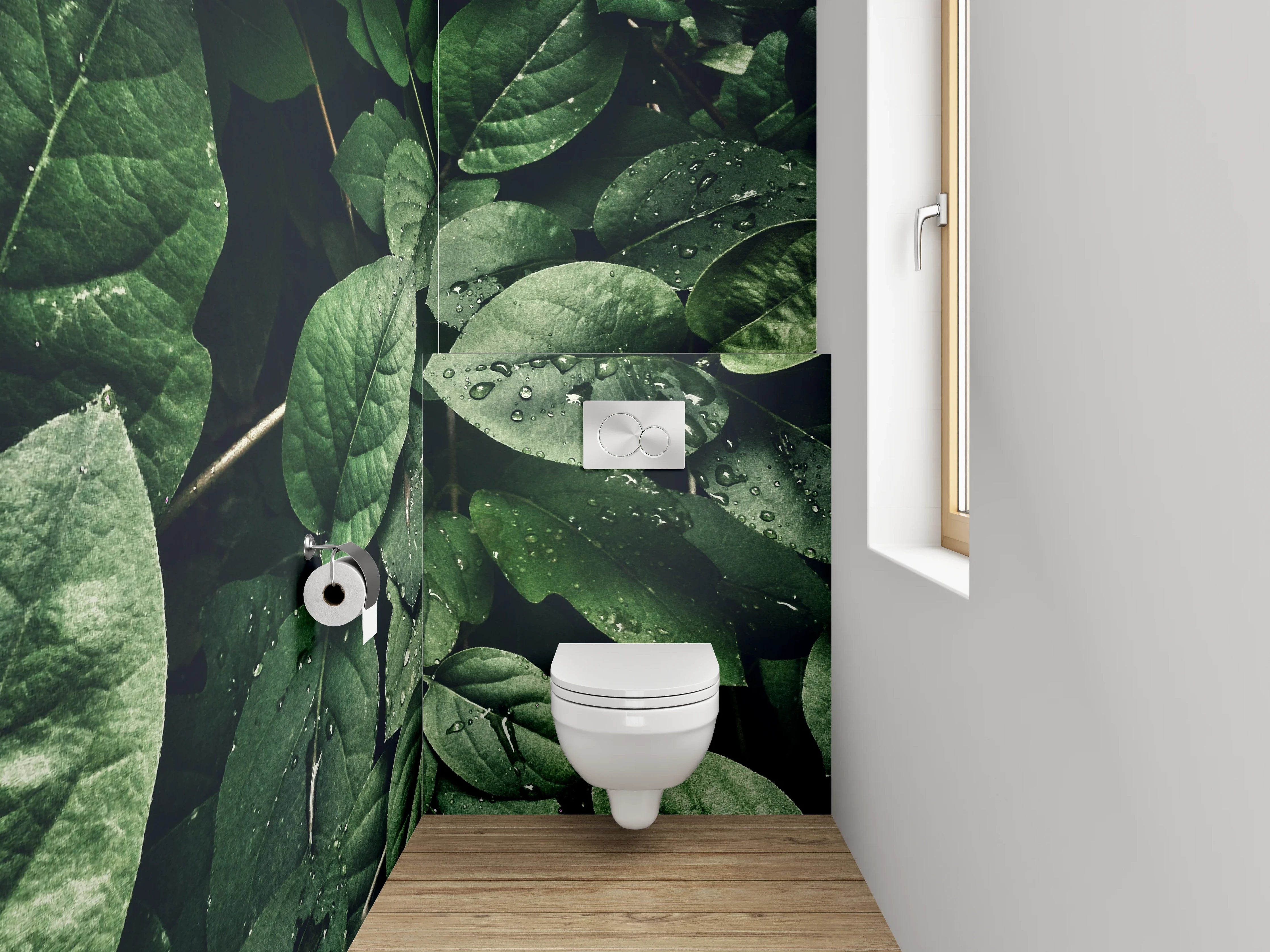 WC-Rückwand - Frische grüne Blätter Naturmotiv