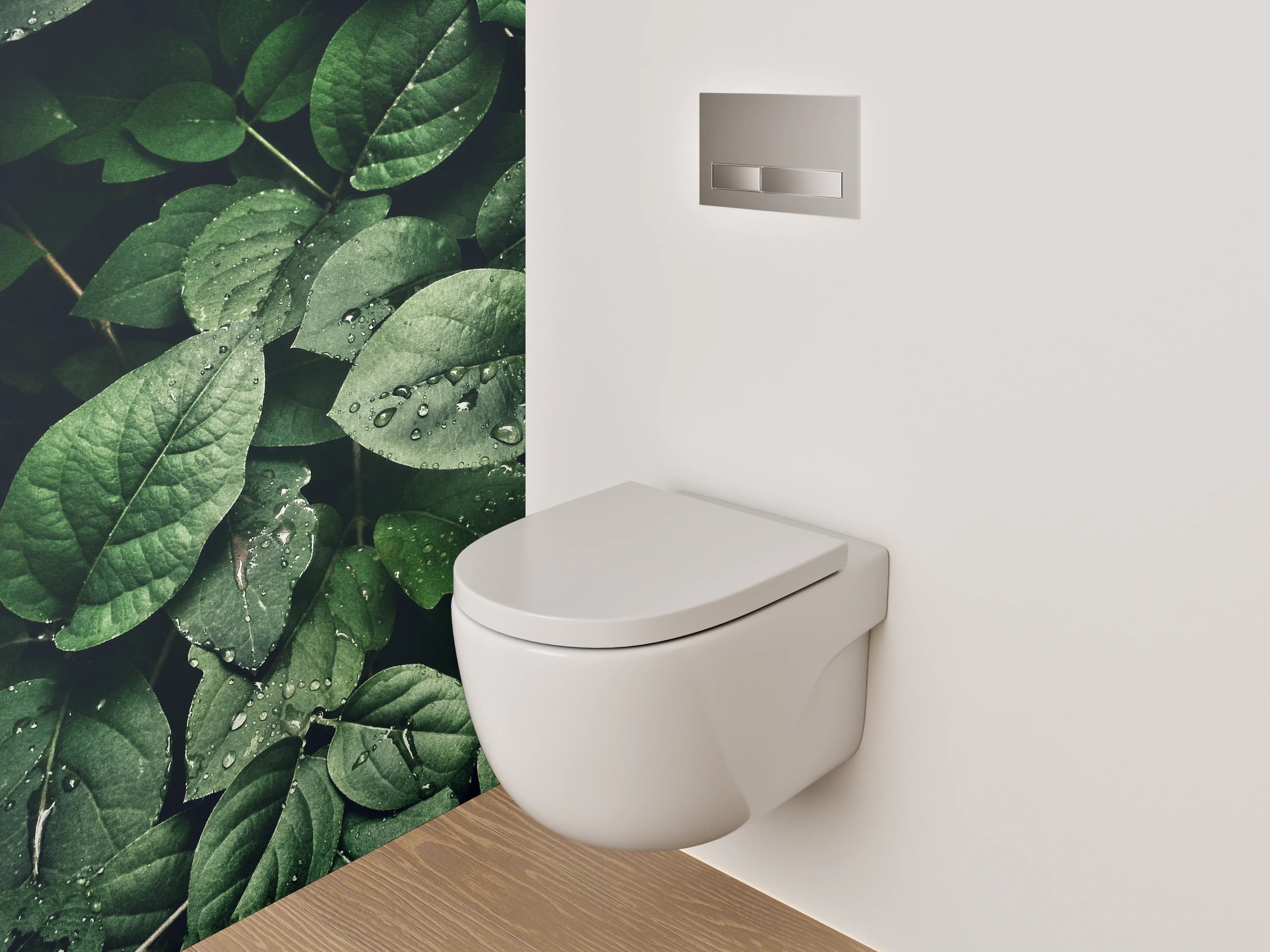 WC-Rückwand - Frische grüne Blätter Naturmotiv