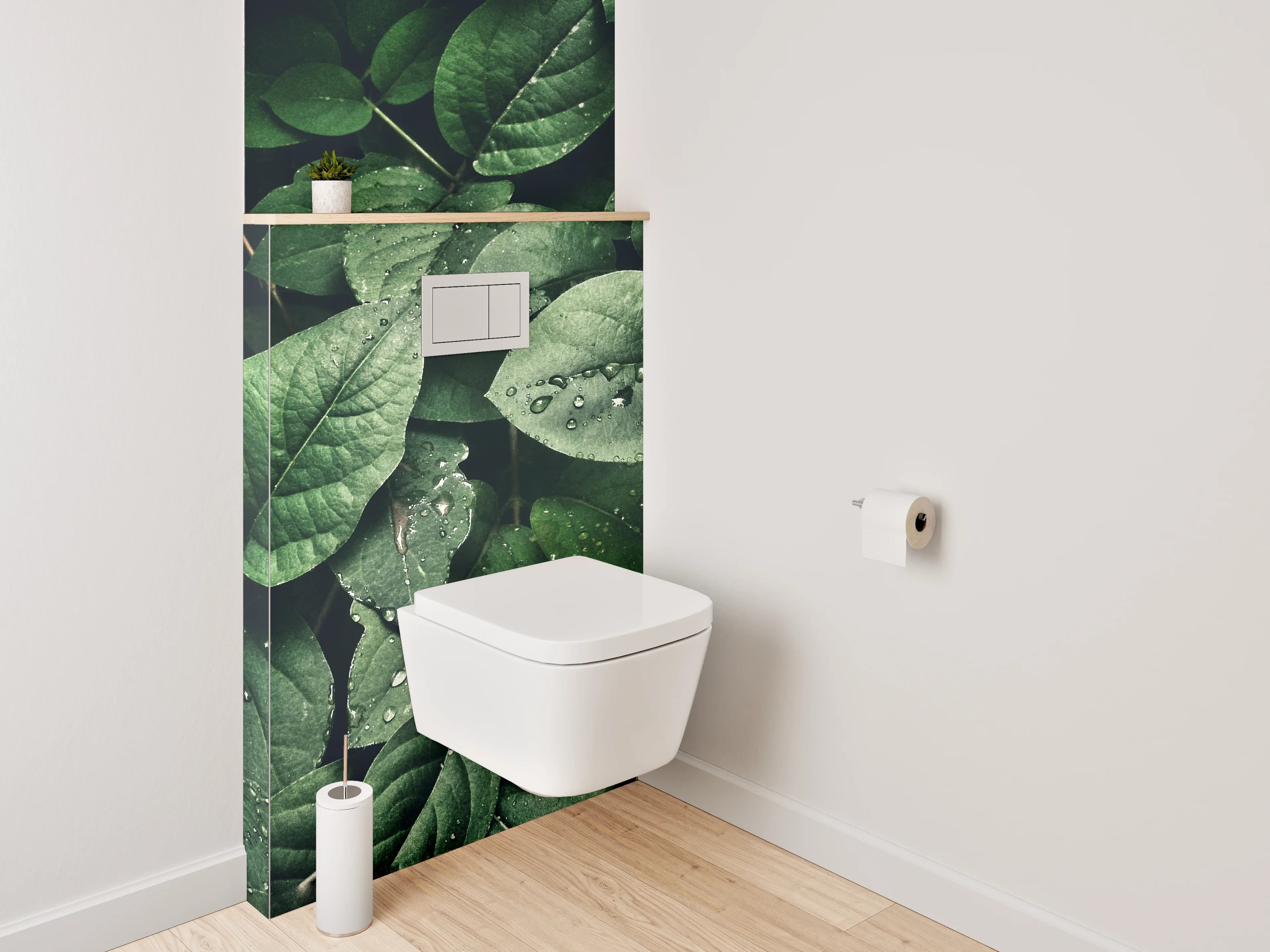 WC-Rückwand - Frische grüne Blätter Naturmotiv