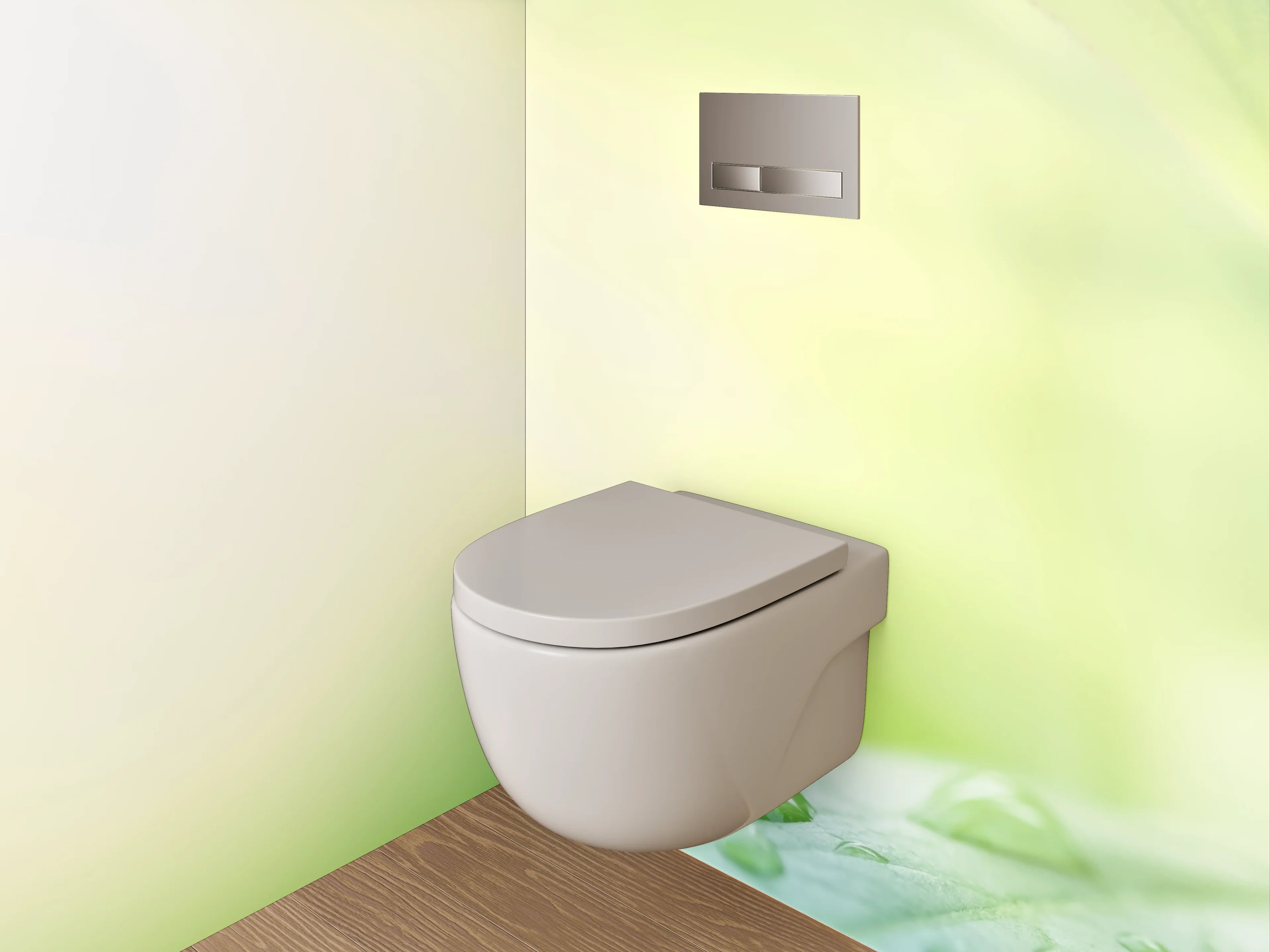 WC-Rückwand - Frischer Morgentau auf grünem Blatt
