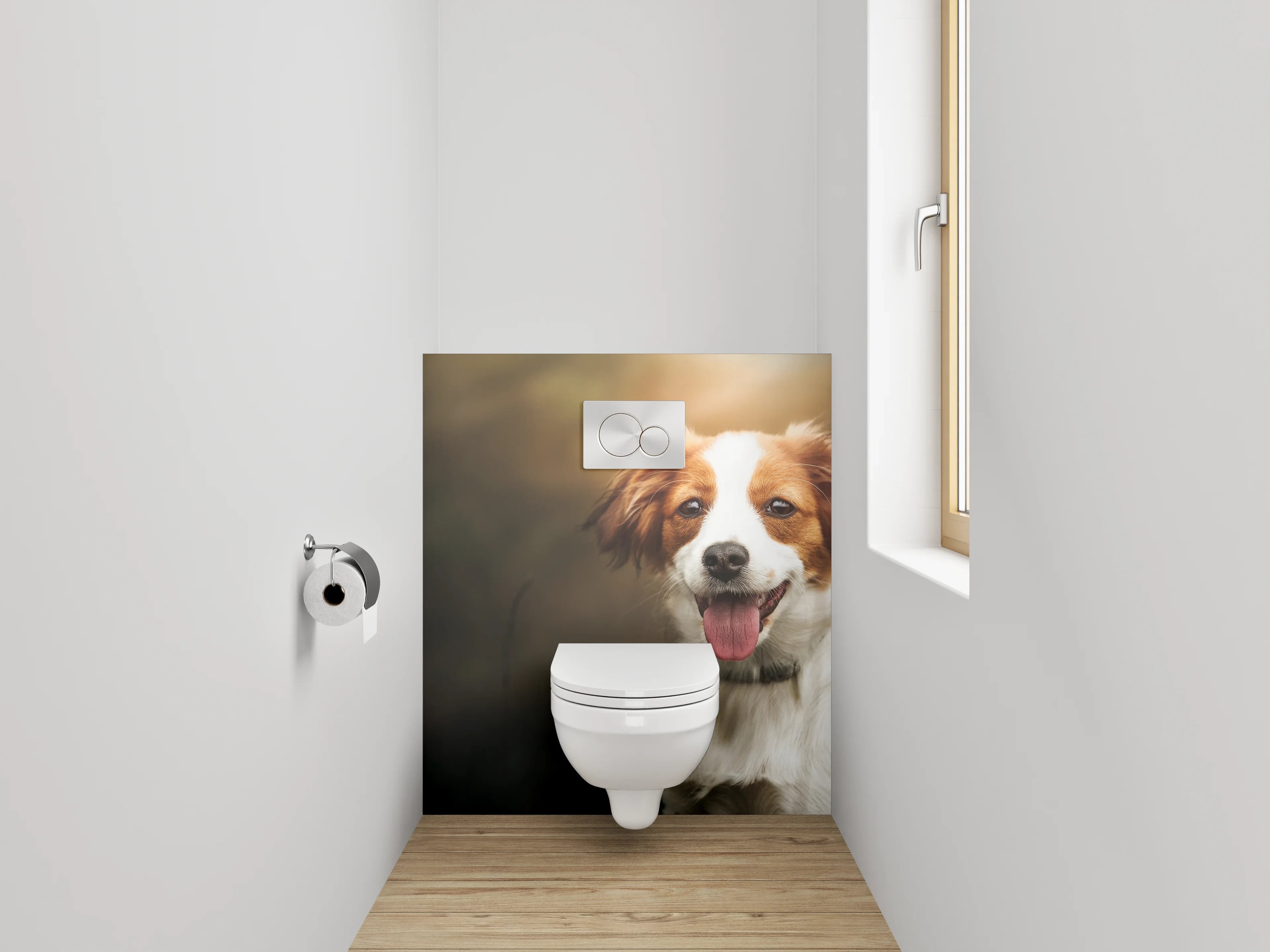 WC-Rückwand - Fröhlicher Hund im Sonnenlicht