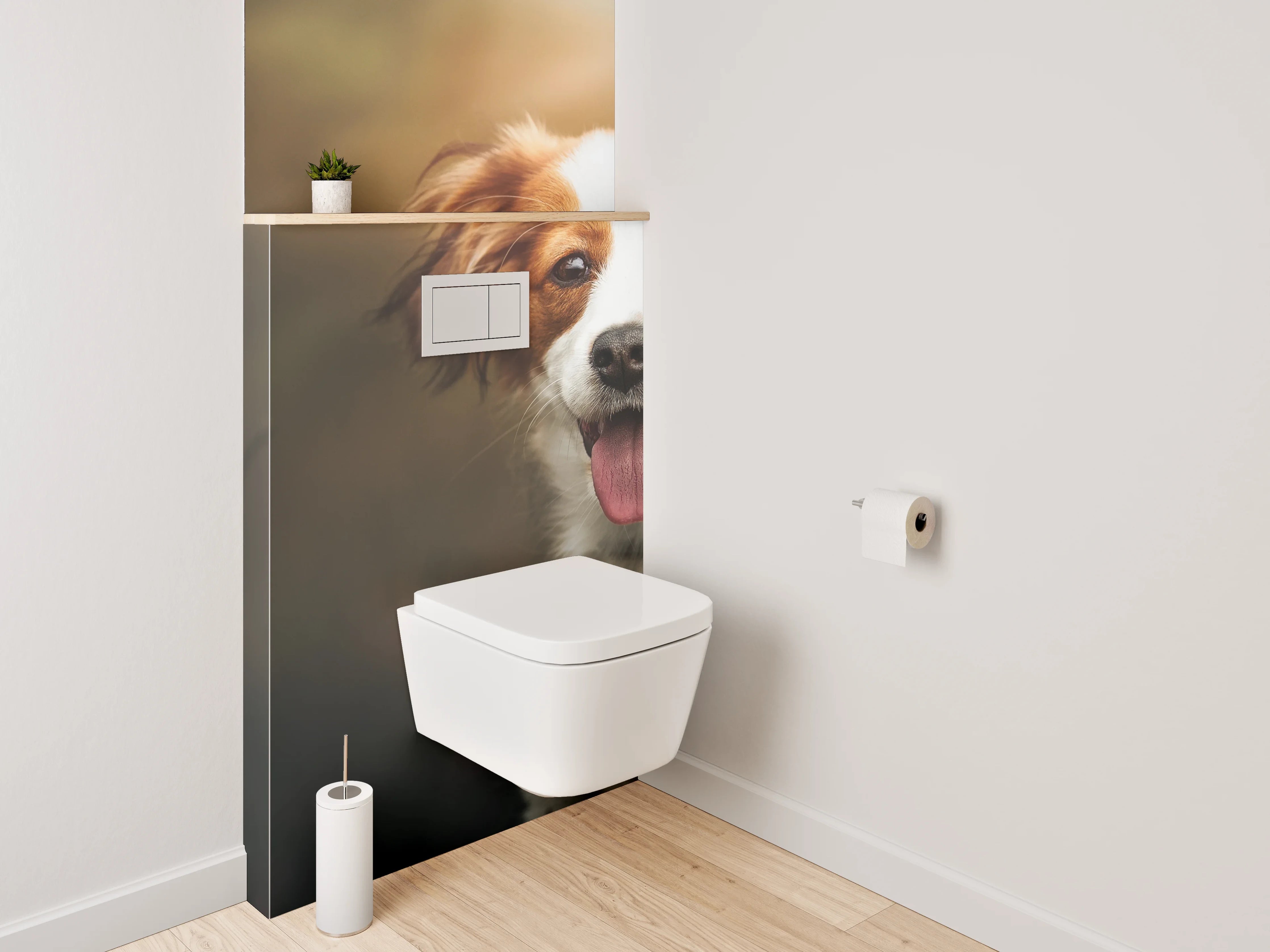 WC-Rückwand - Fröhlicher Hund im Sonnenlicht