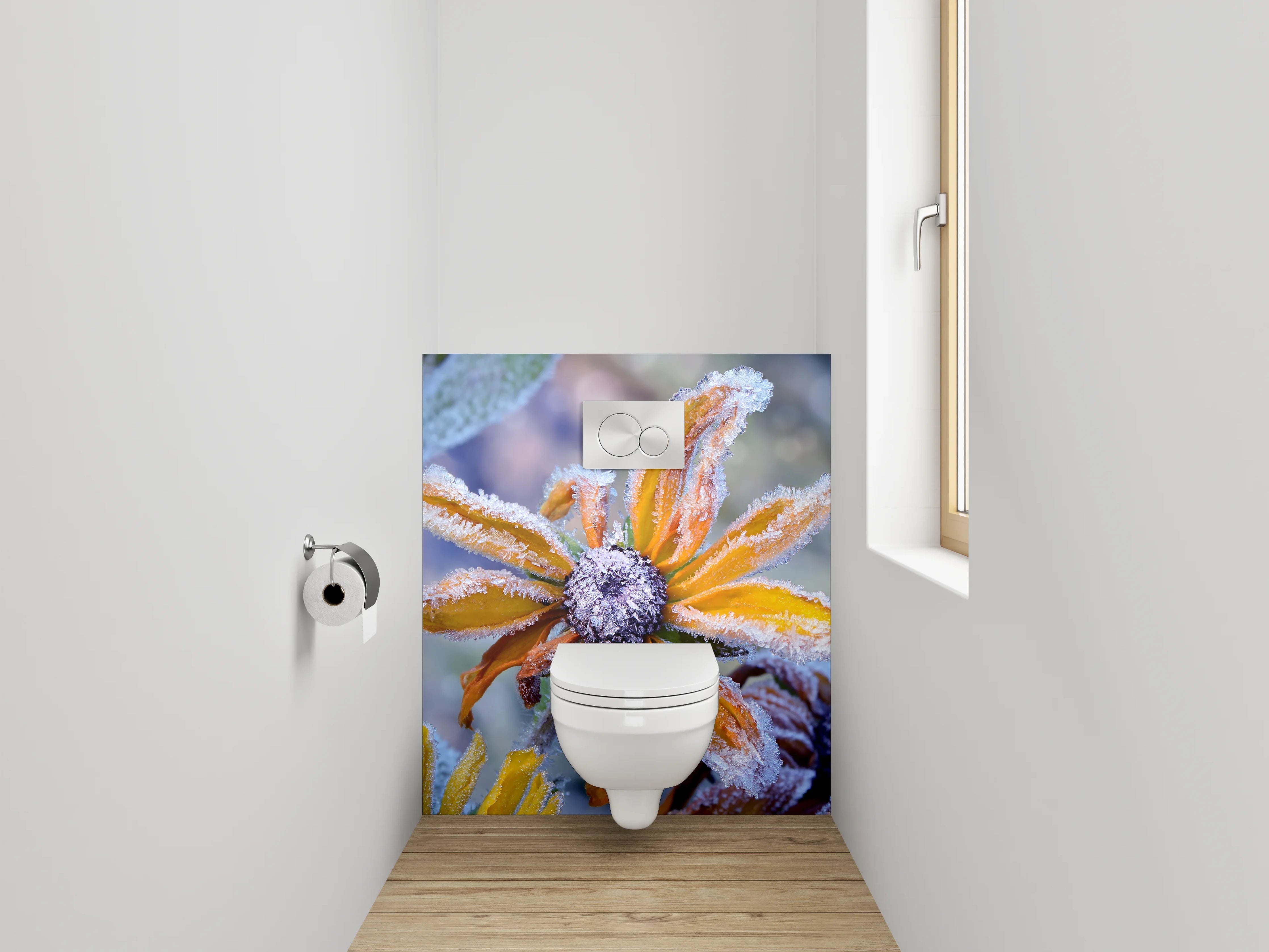 WC-Rückwand - Frostige Herbstblume Naturfoto