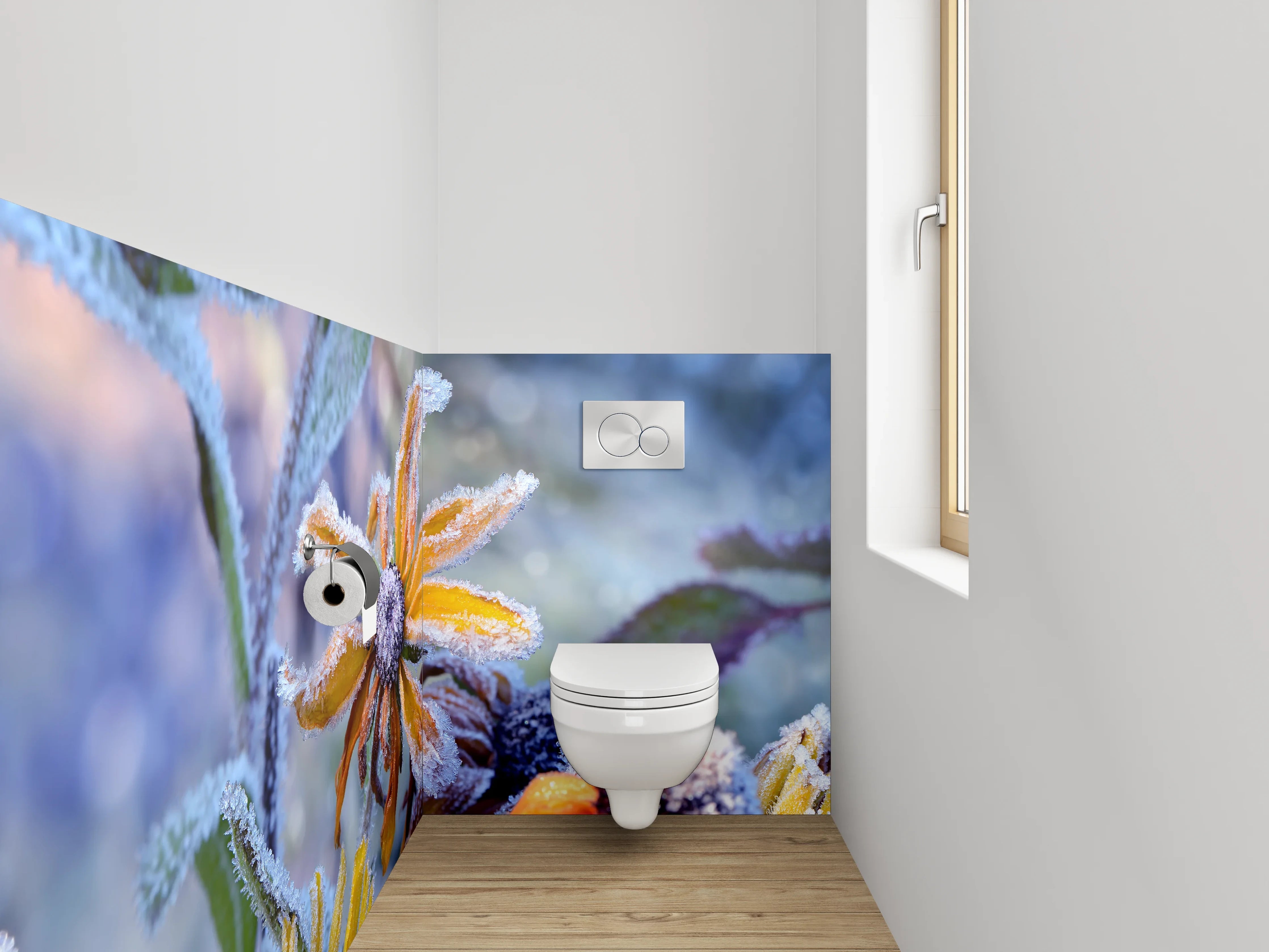 WC-Rückwand - Frostige Herbstblume Naturfoto