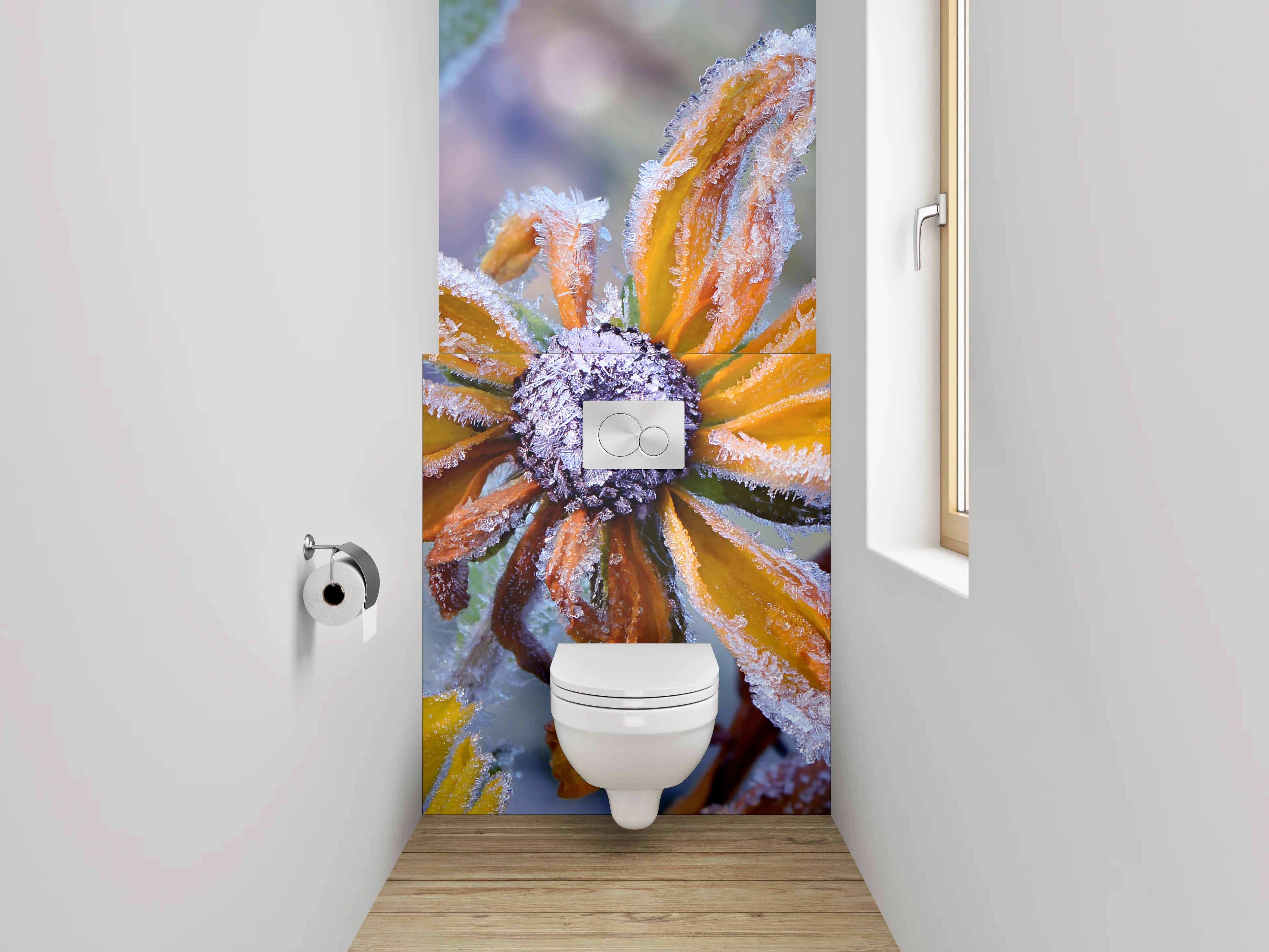 WC-Rückwand - Frostige Herbstblume Naturfoto