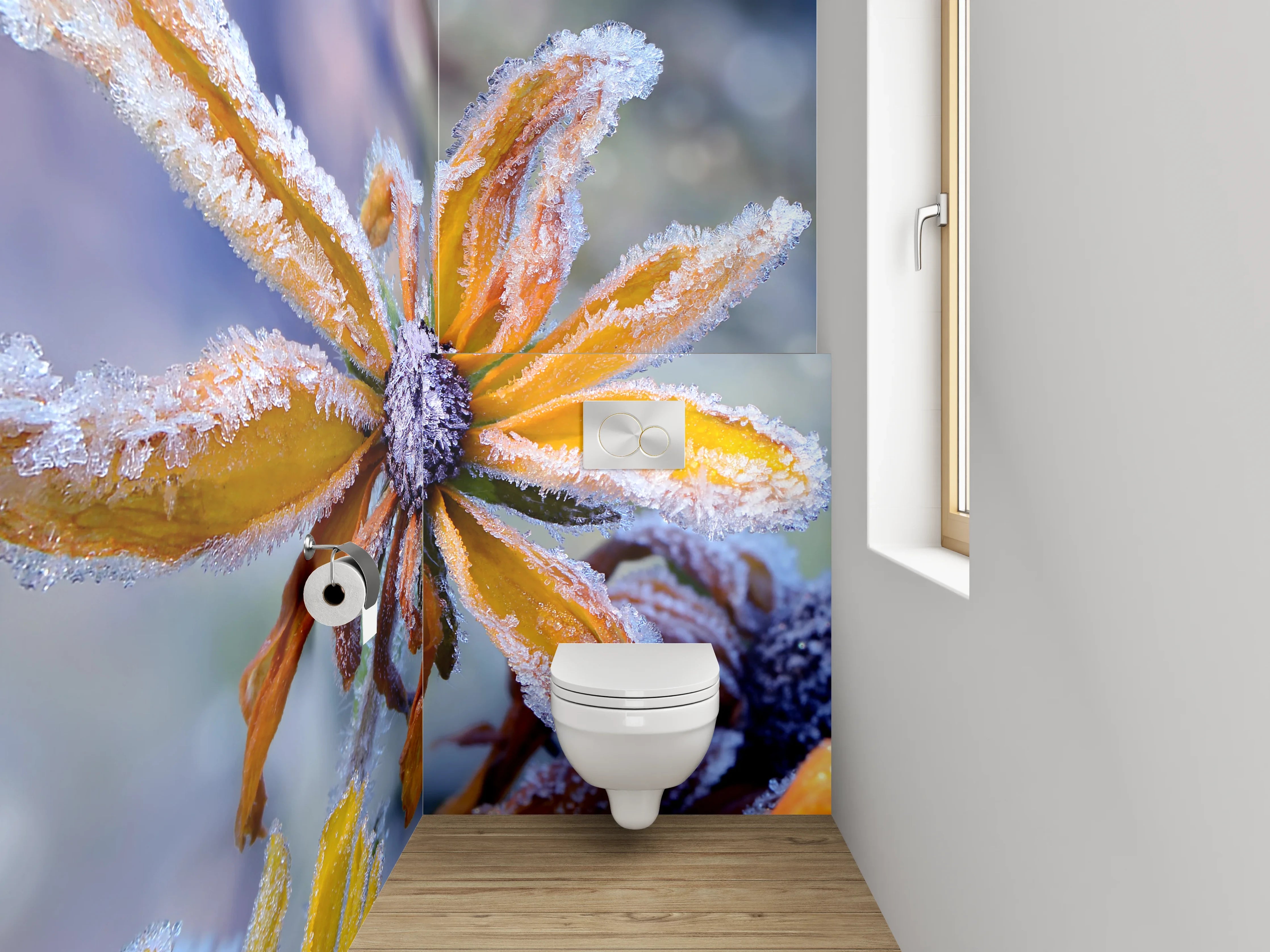 WC-Rückwand - Frostige Herbstblume Naturfoto