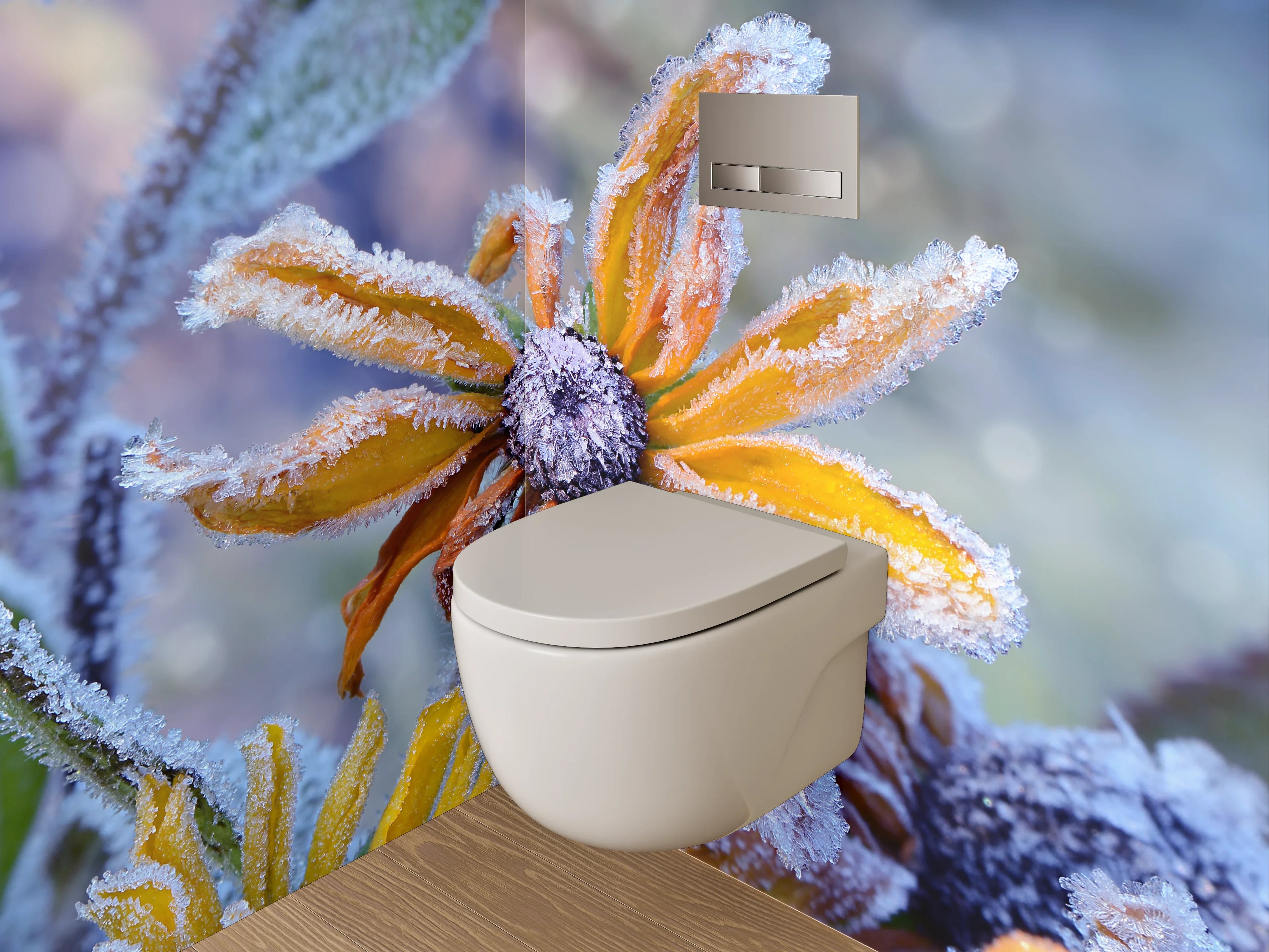 WC-Rückwand - Frostige Herbstblume Naturfoto