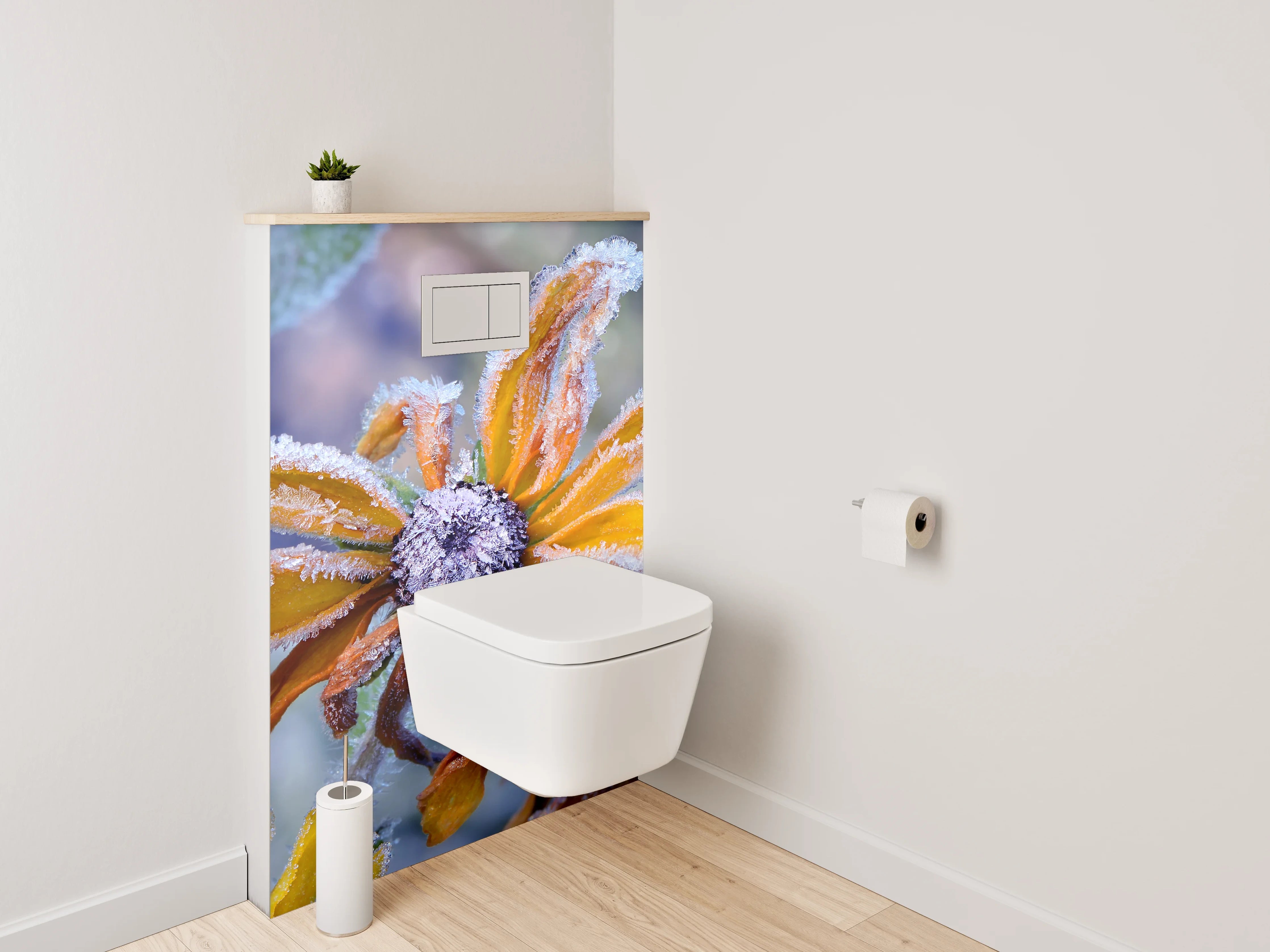 WC-Rückwand - Frostige Herbstblume Naturfoto