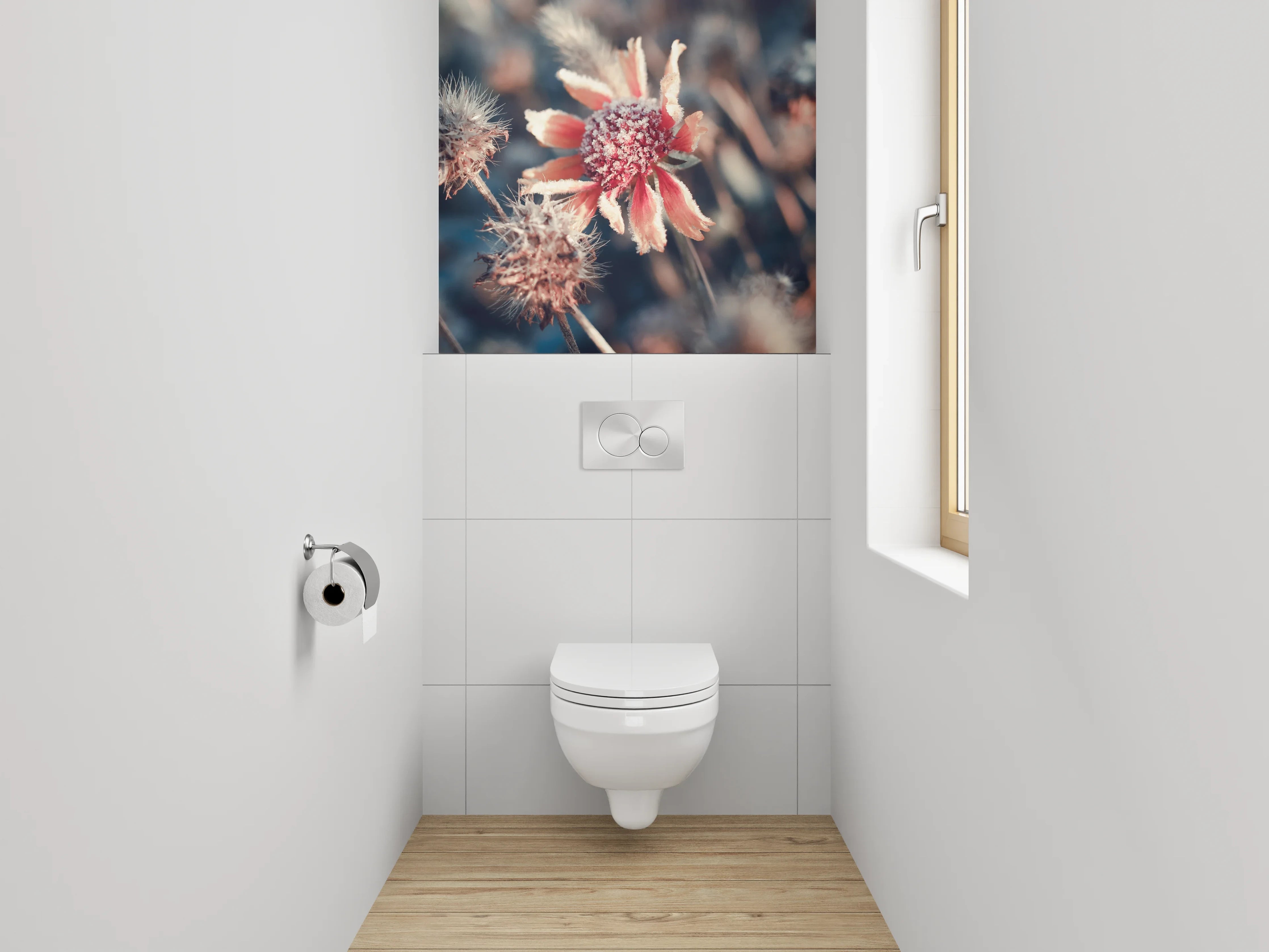 WC-Rückwand - Frostige Wildblume im Winterlicht