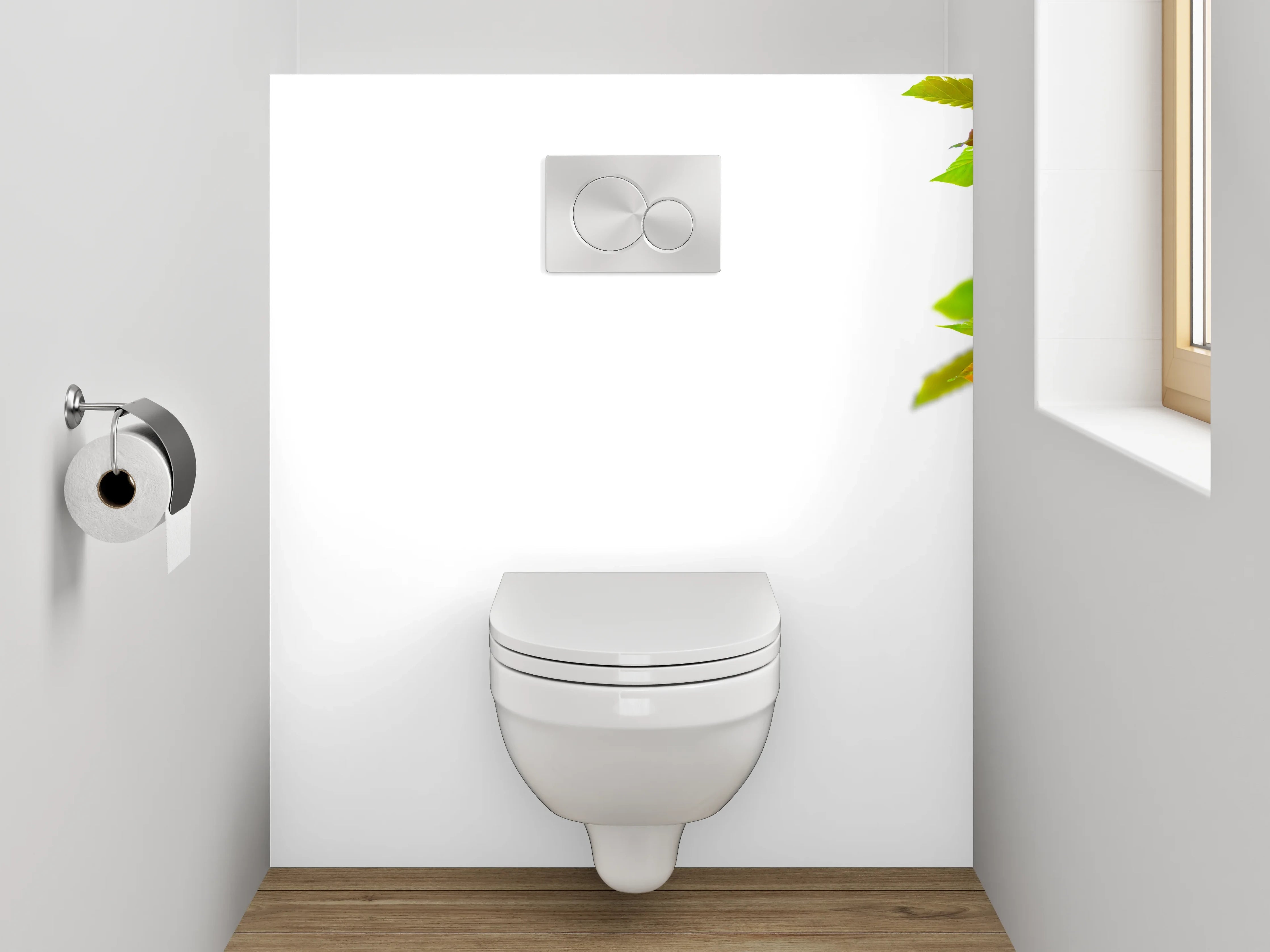 WC-Rückwand - Frühlingszweige mit Blüten auf Weiß