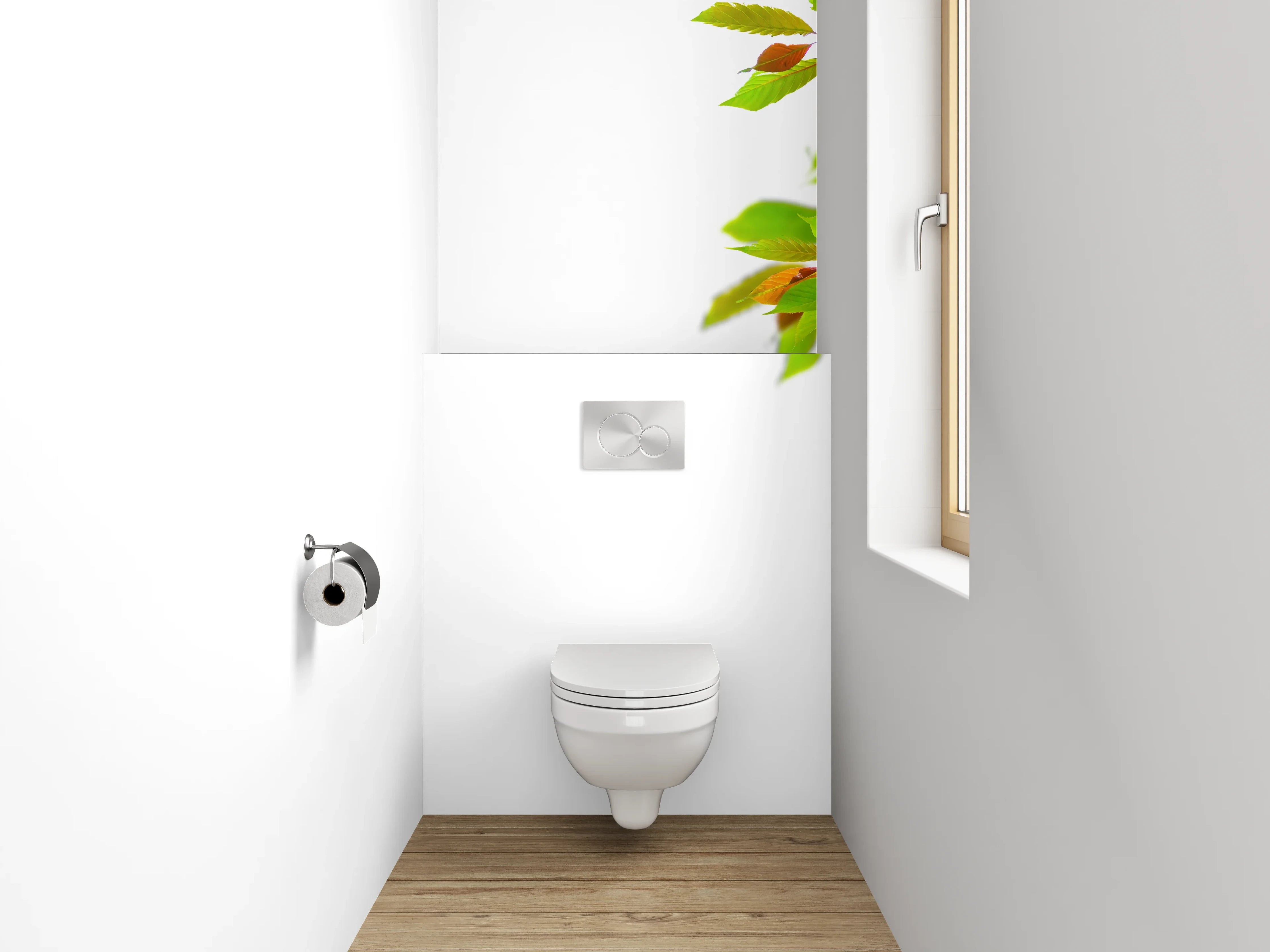 WC-Rückwand - Frühlingszweige mit Blüten auf Weiß