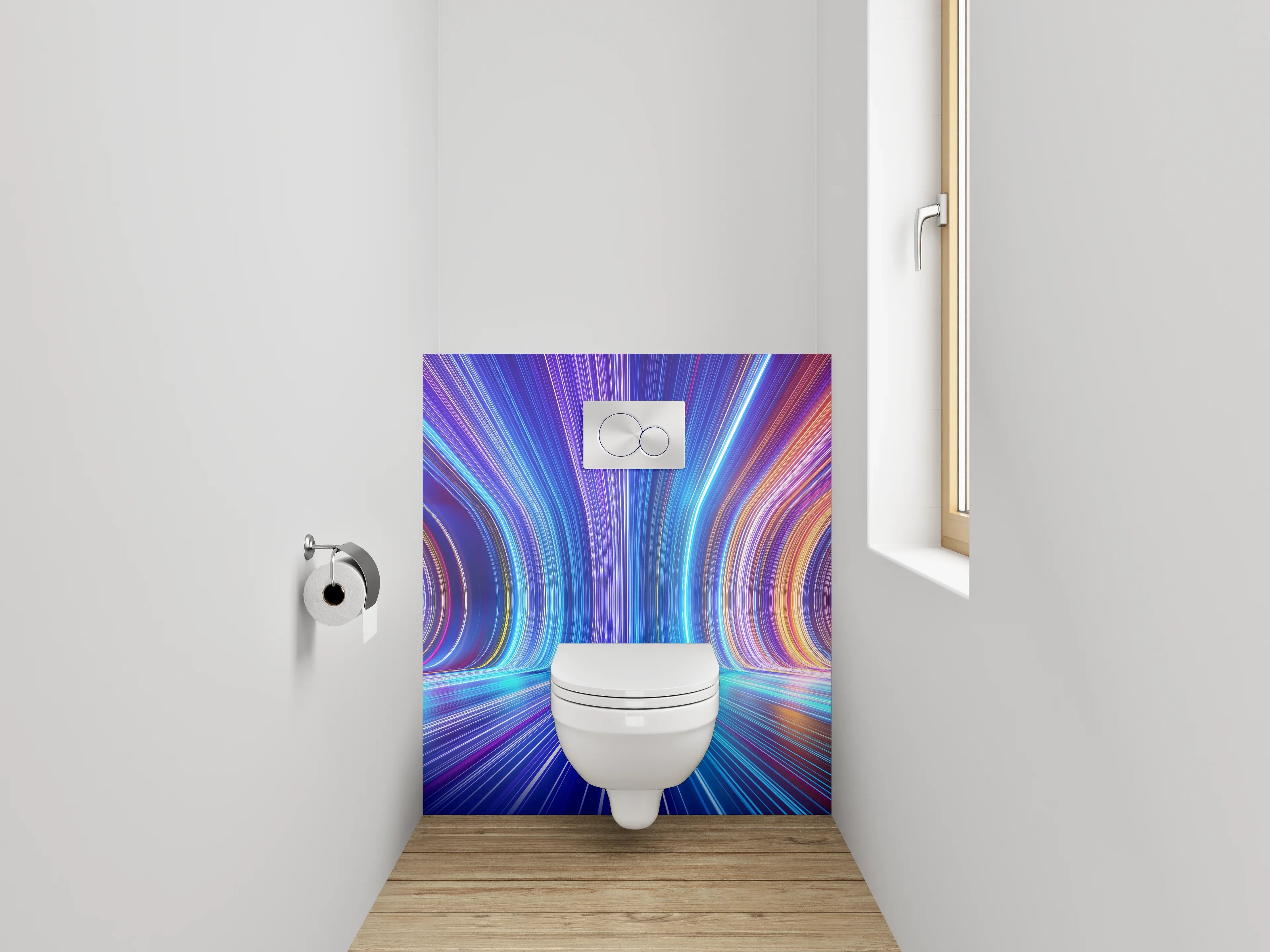 WC-Rückwand - Futuristische Lichtlinien Abstrakt