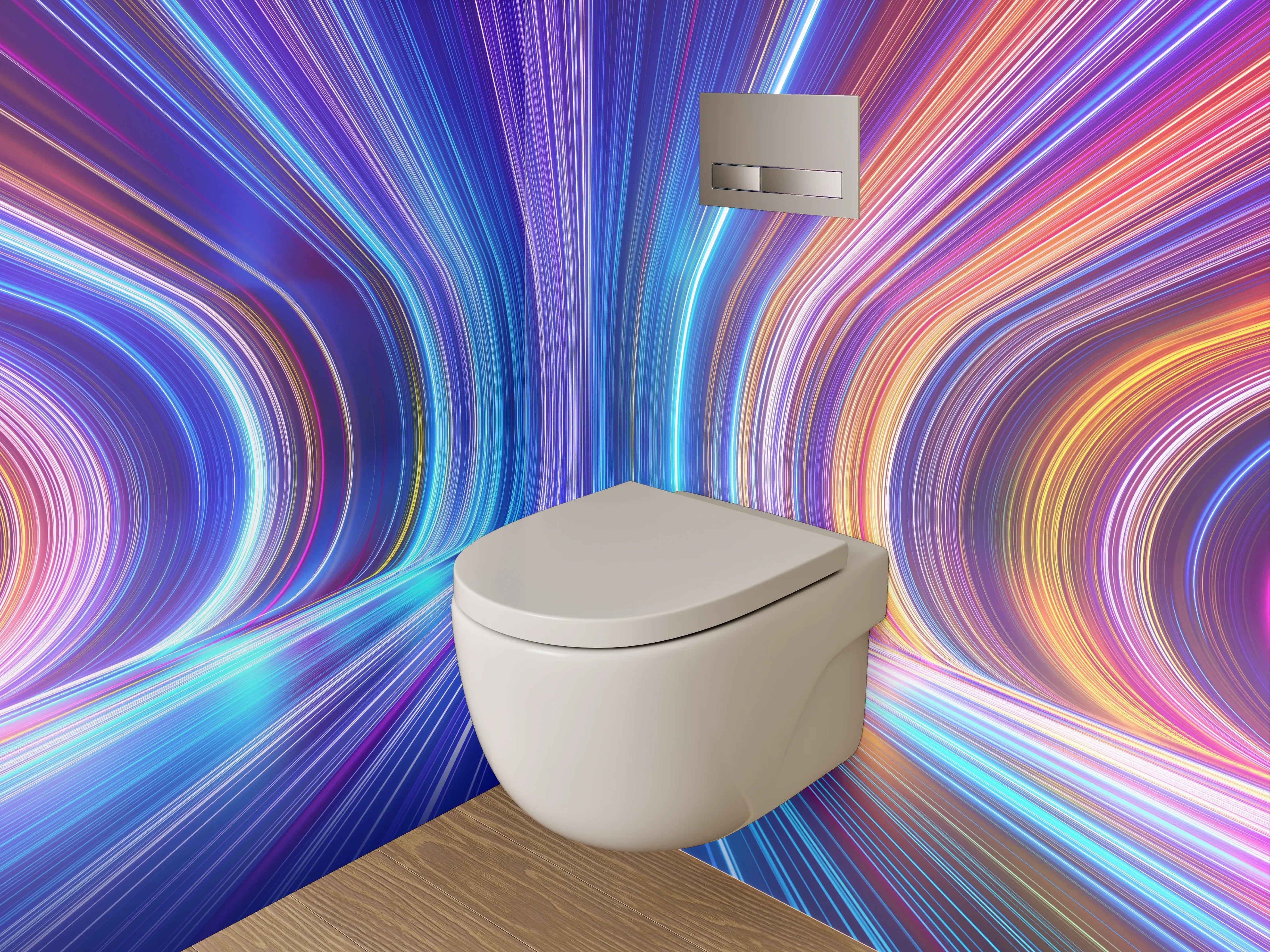 WC-Rückwand - Futuristische Lichtlinien Abstrakt