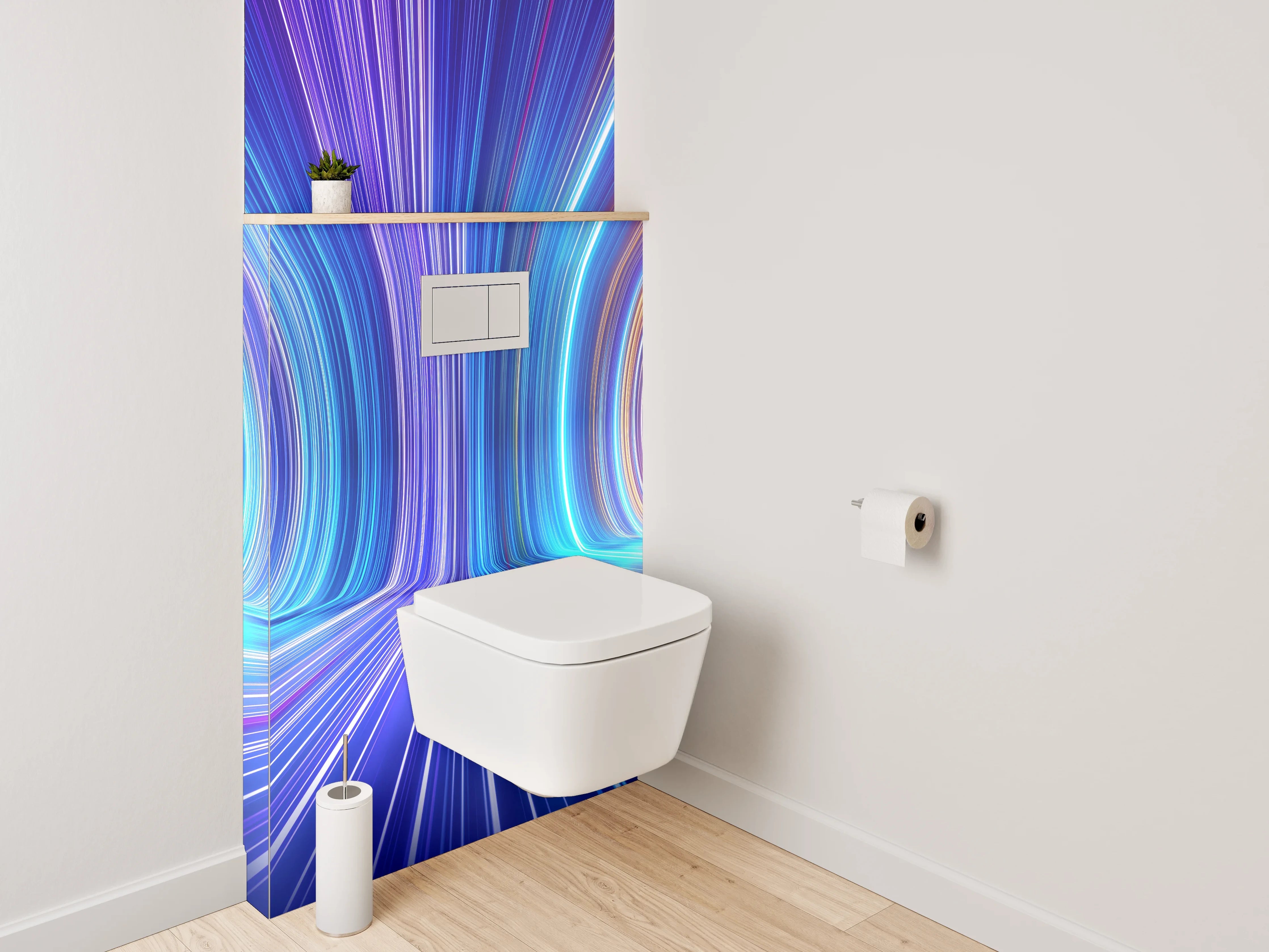 WC-Rückwand - Futuristische Lichtlinien Abstrakt
