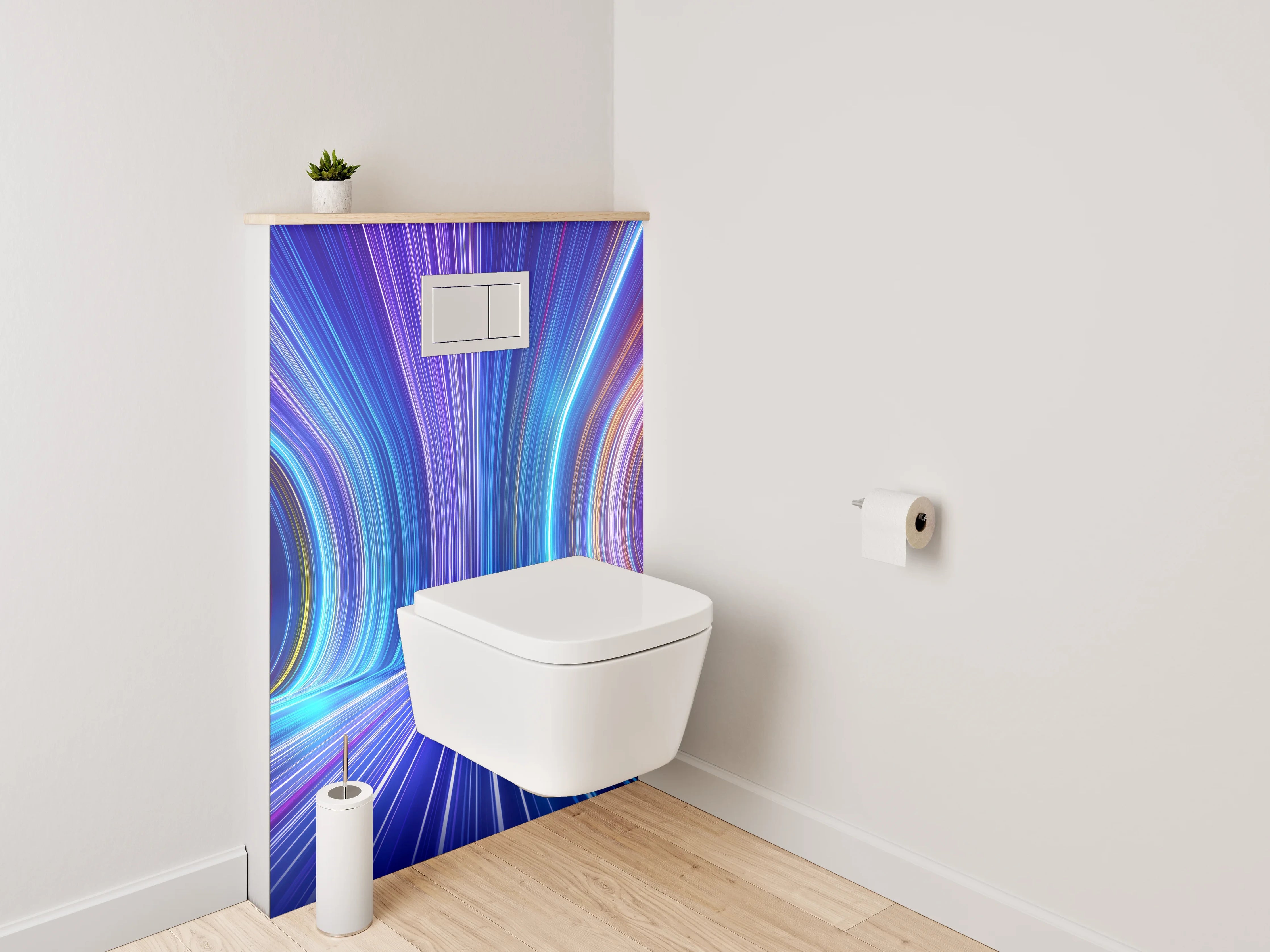 WC-Rückwand - Futuristische Lichtlinien Abstrakt