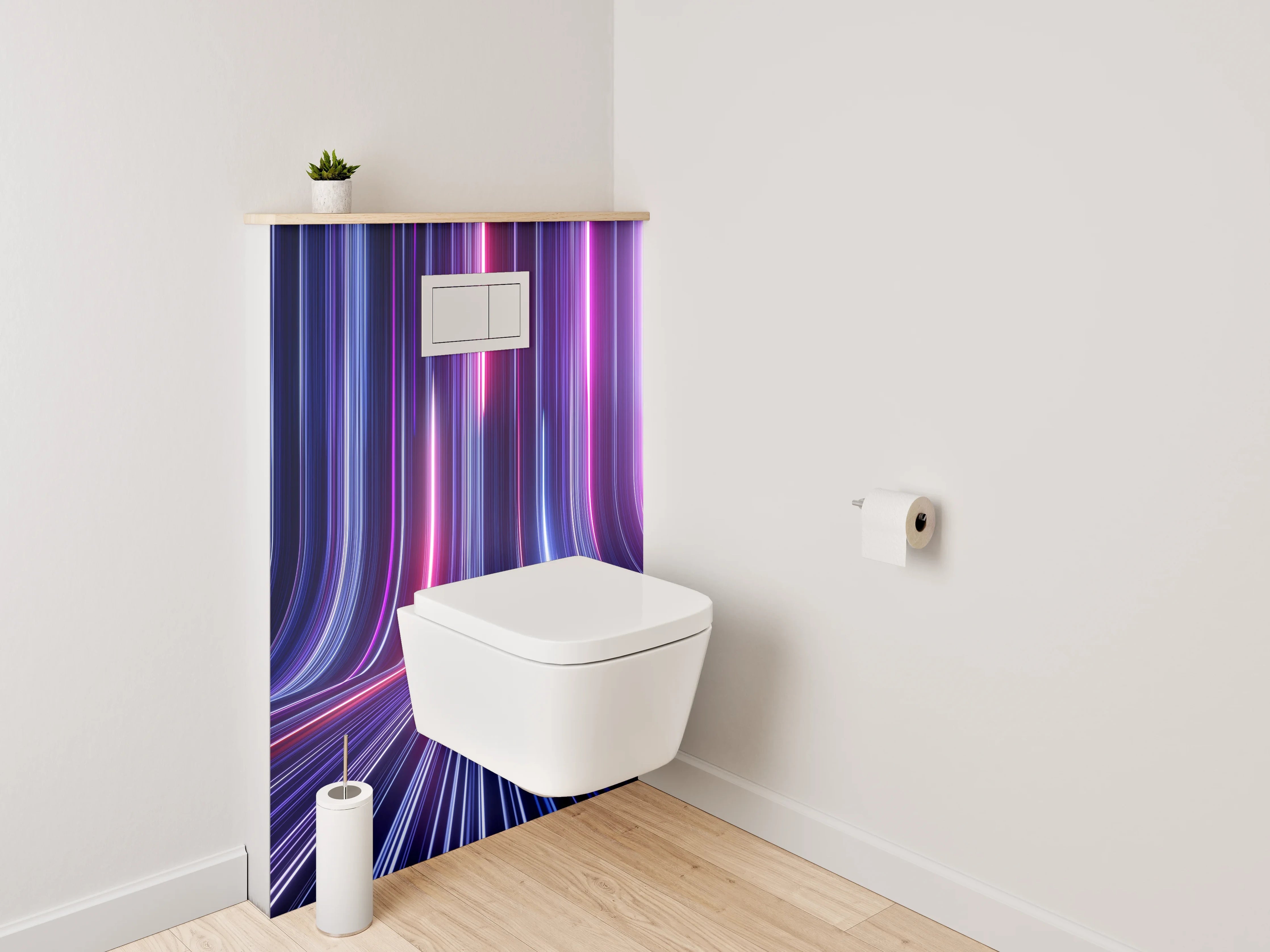WC-Rückwand - Futuristische Neon-Lichtlinien Abstrakt