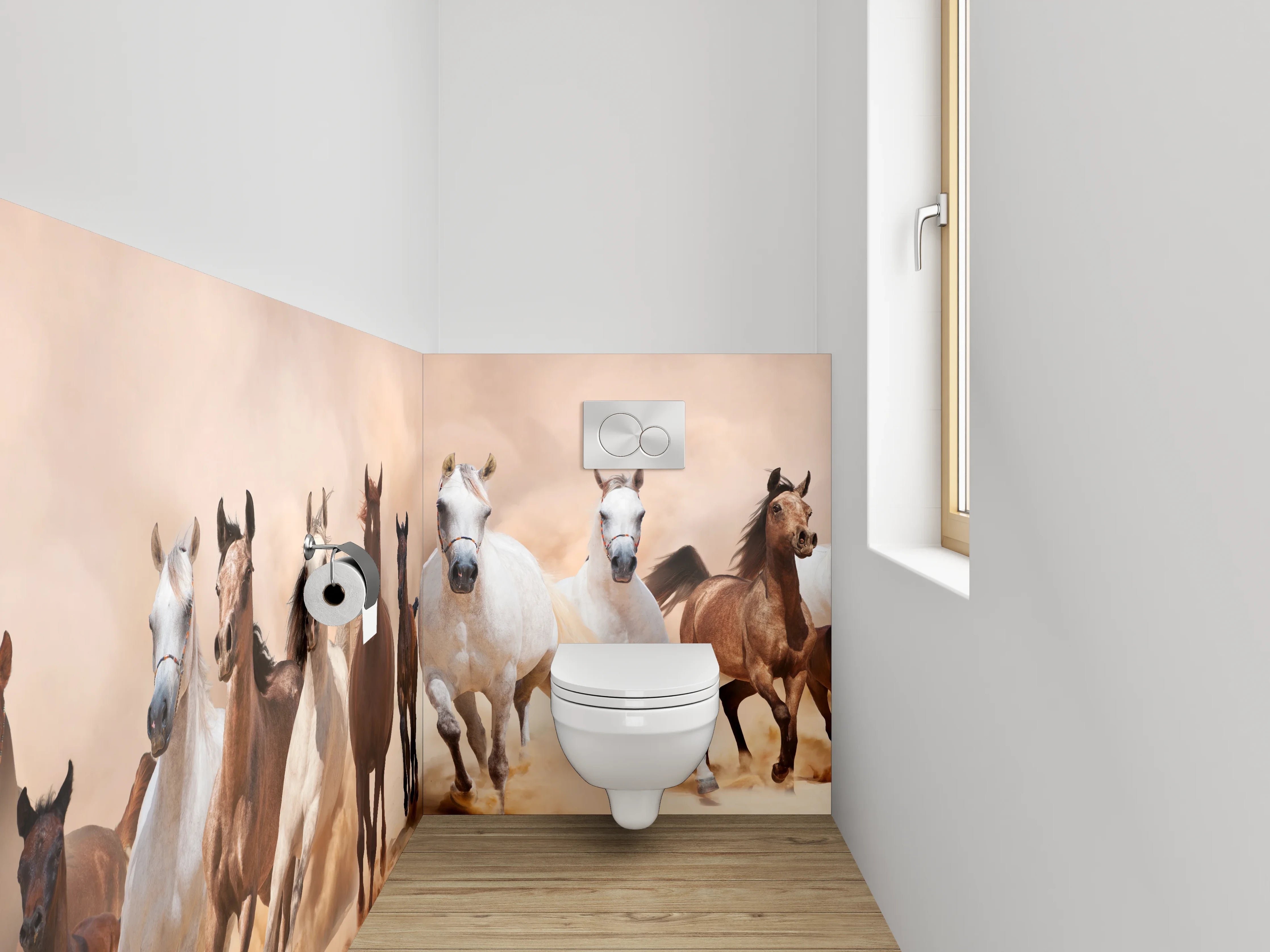 WC-Rückwand - Galoppierende Pferde in der Wüste