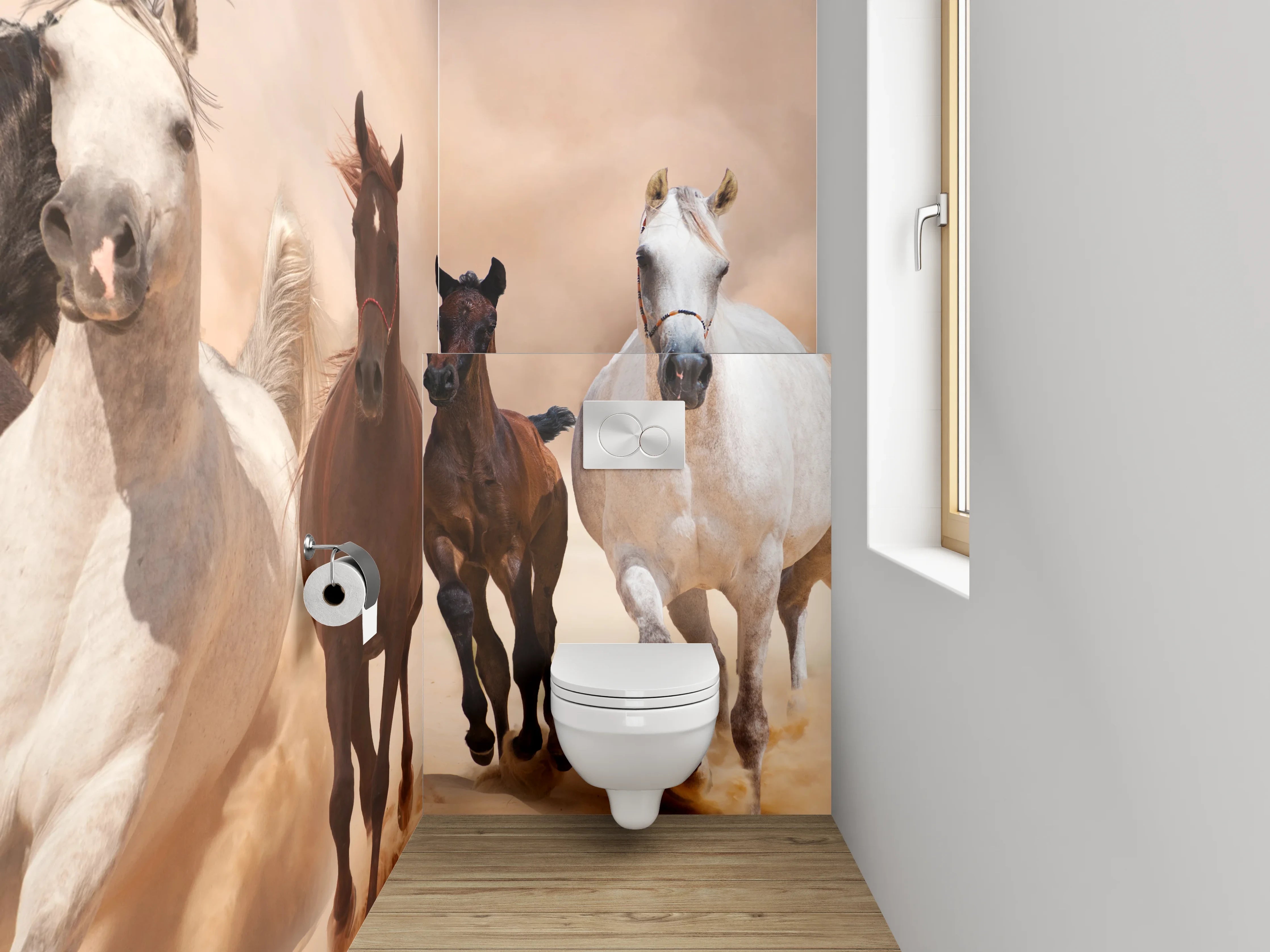 WC-Rückwand - Galoppierende Pferde in der Wüste