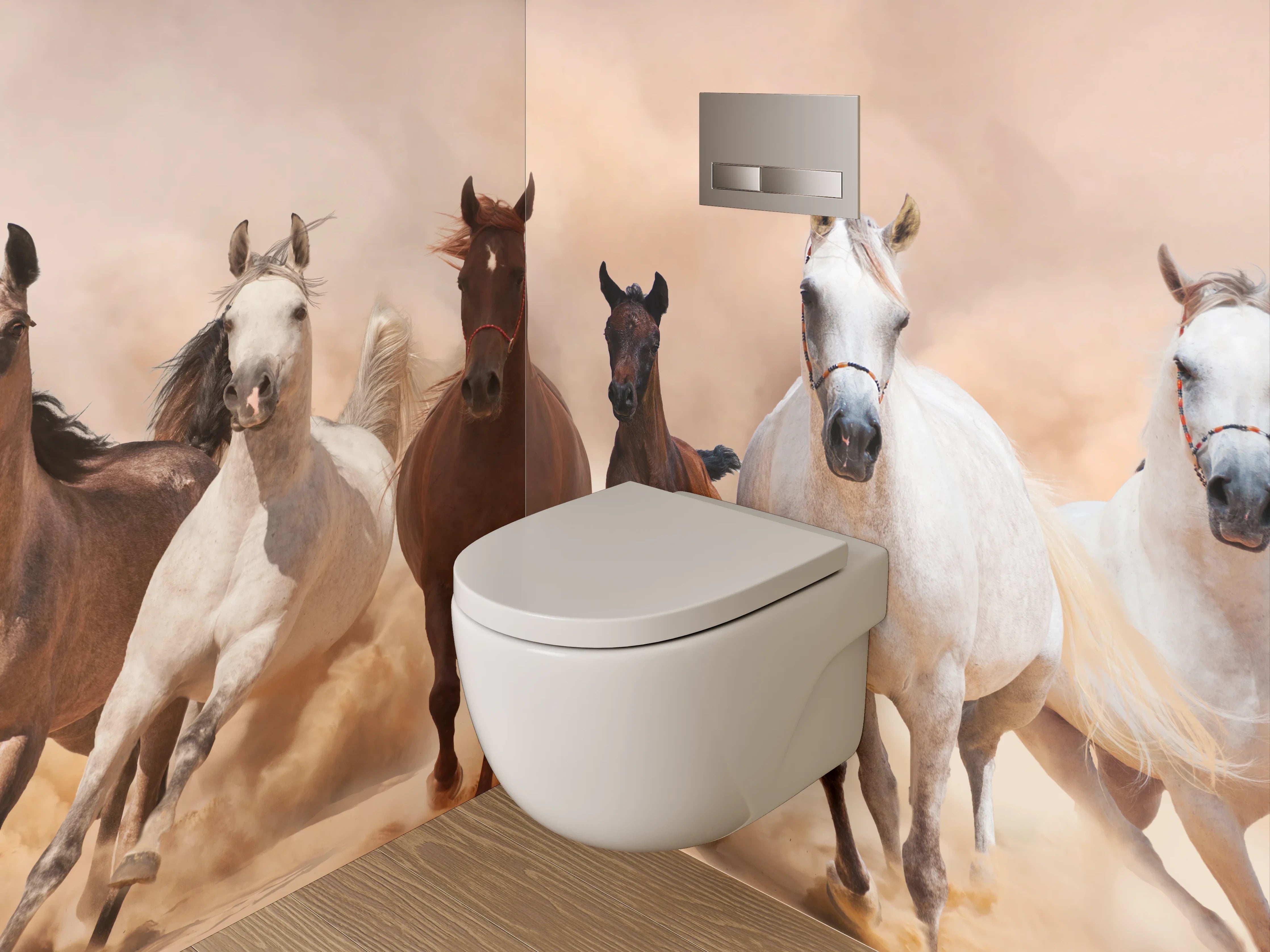 WC-Rückwand - Galoppierende Pferde in der Wüste