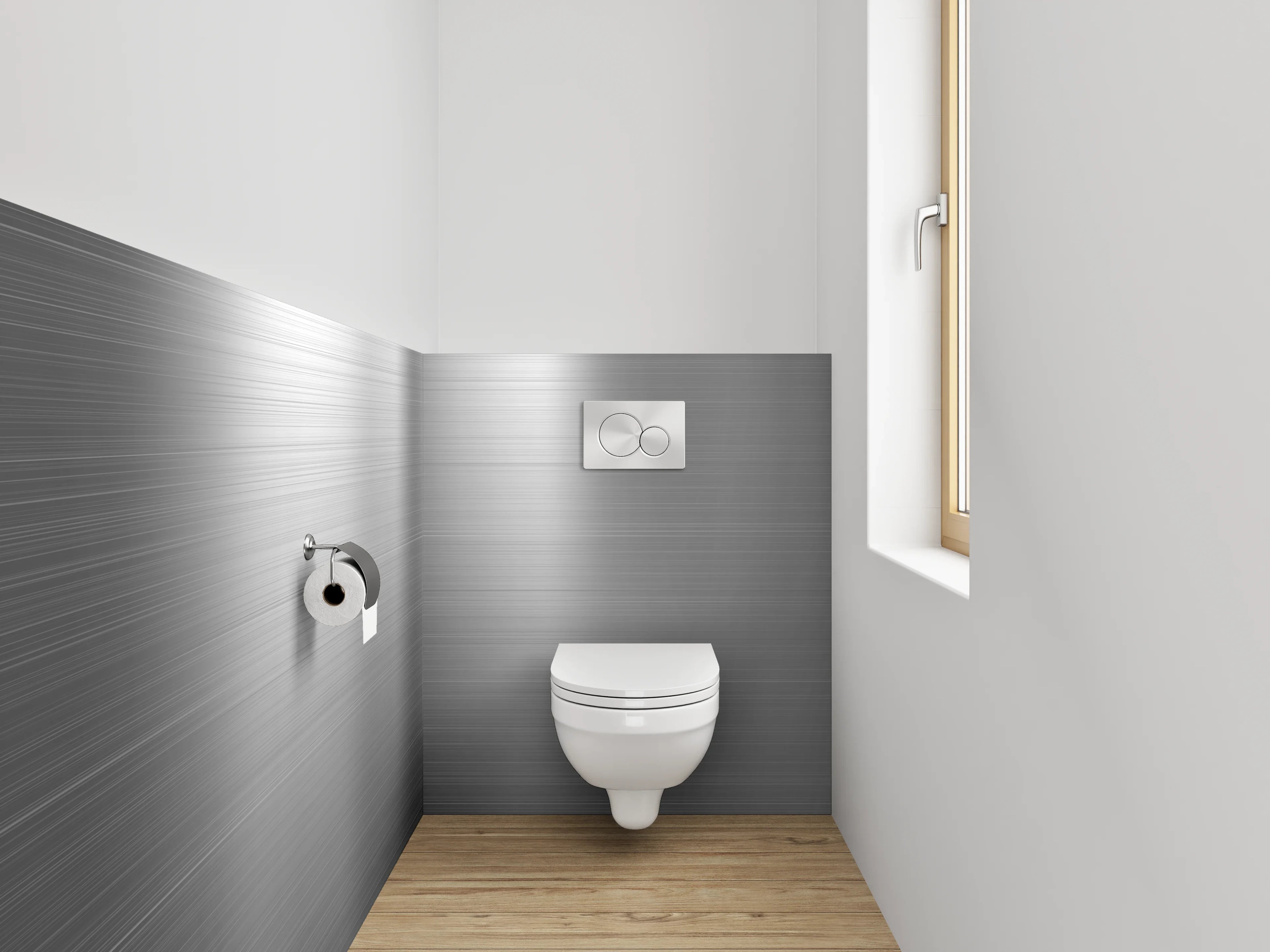 WC-Rückwand - Gebürstetes Metall Silber Optik