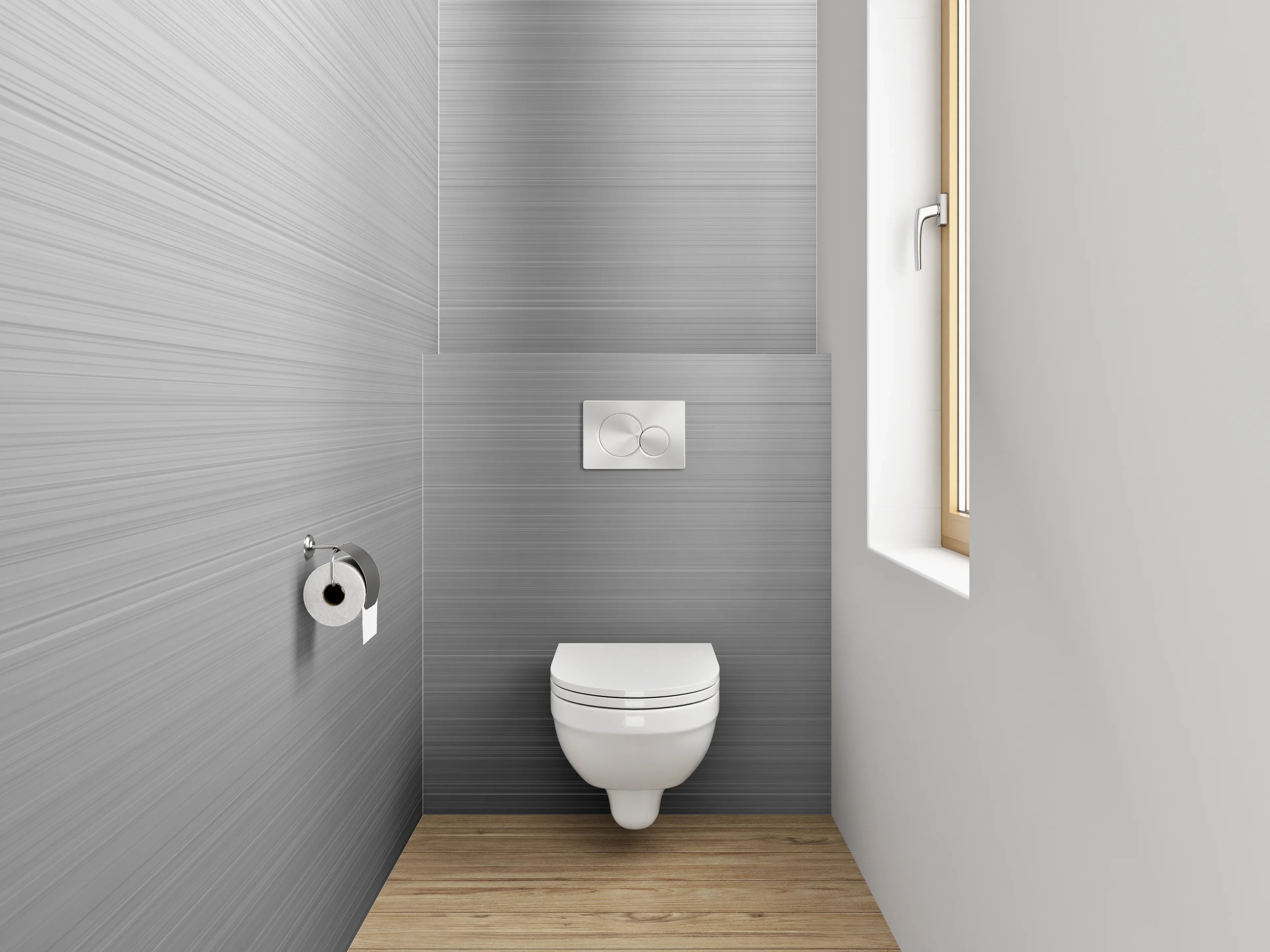 WC-Rückwand - Gebürstetes Metall Silber Optik