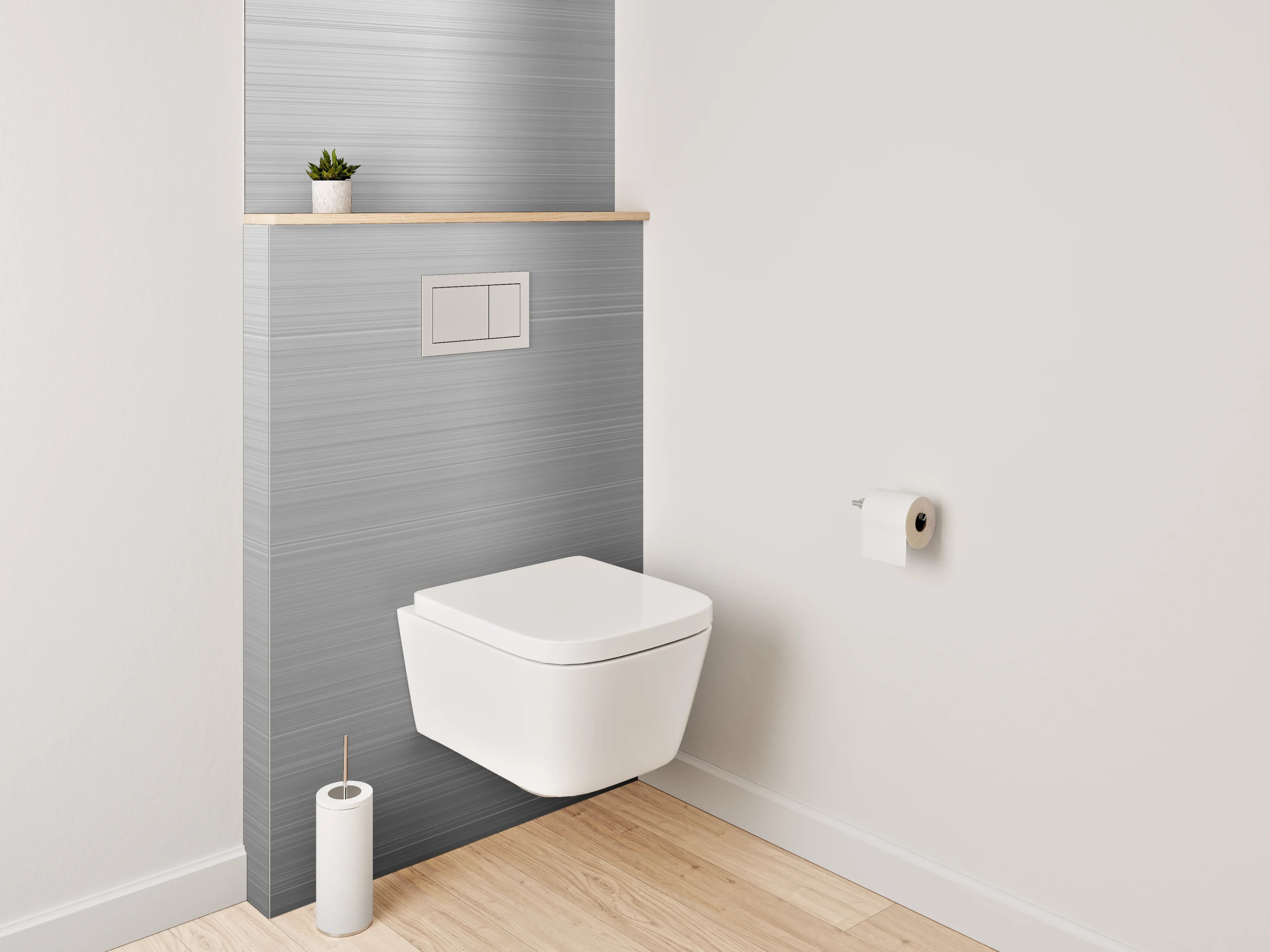 WC-Rückwand - Gebürstetes Metall Silber Optik