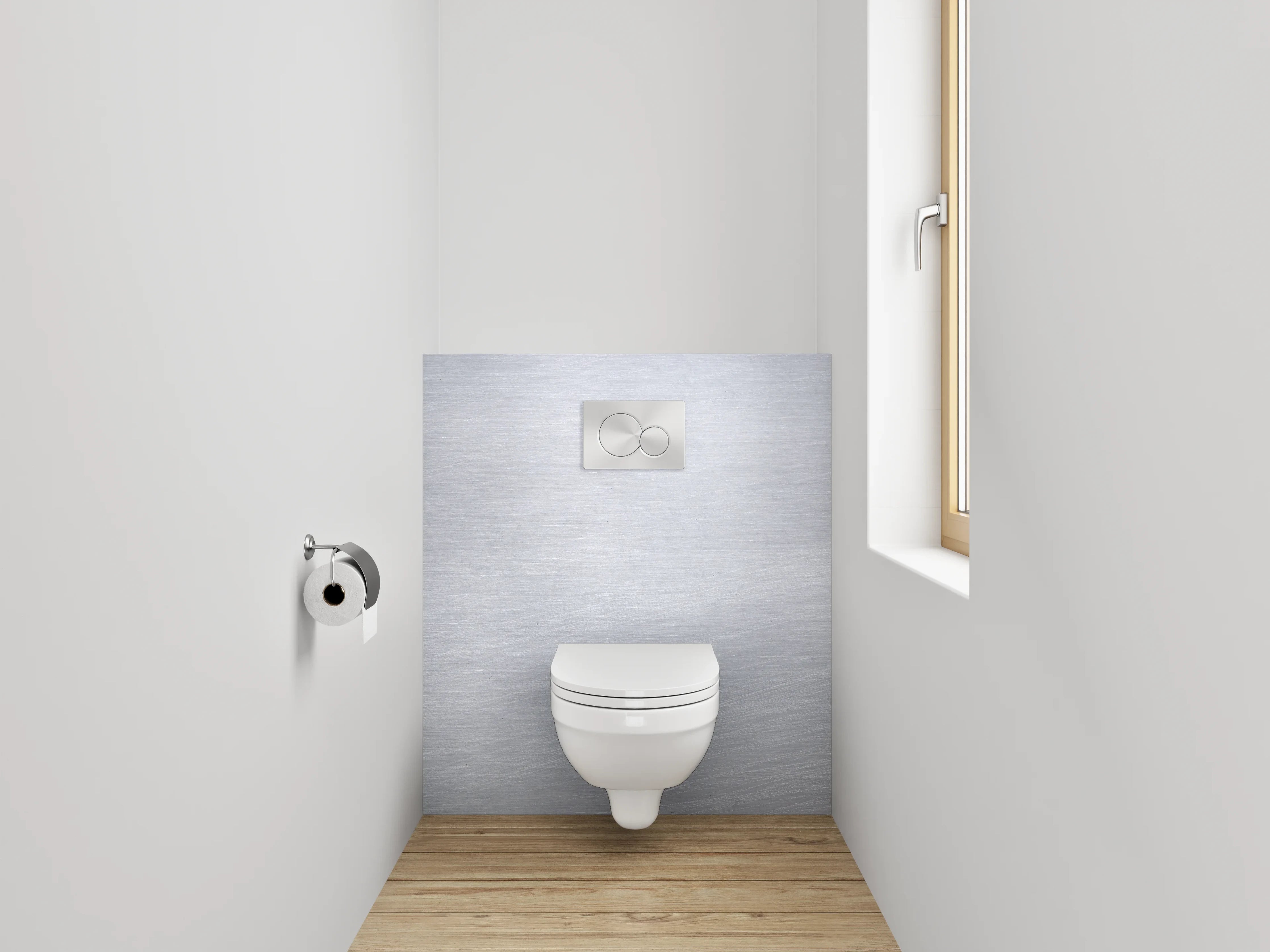 WC-Rückwand - Gebürstetes Metall Weiß-Grau Optik