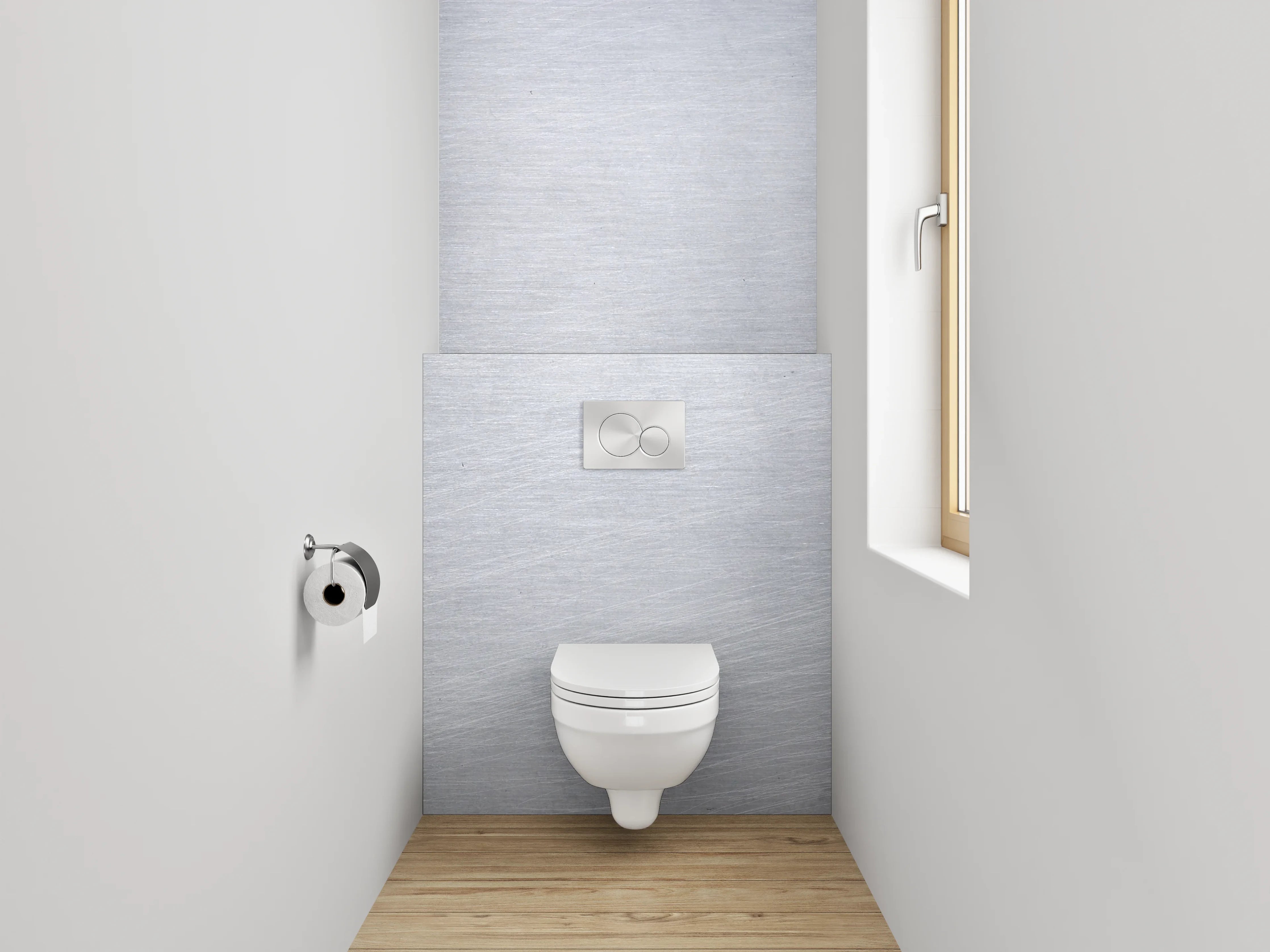 WC-Rückwand - Gebürstetes Metall Weiß-Grau Optik