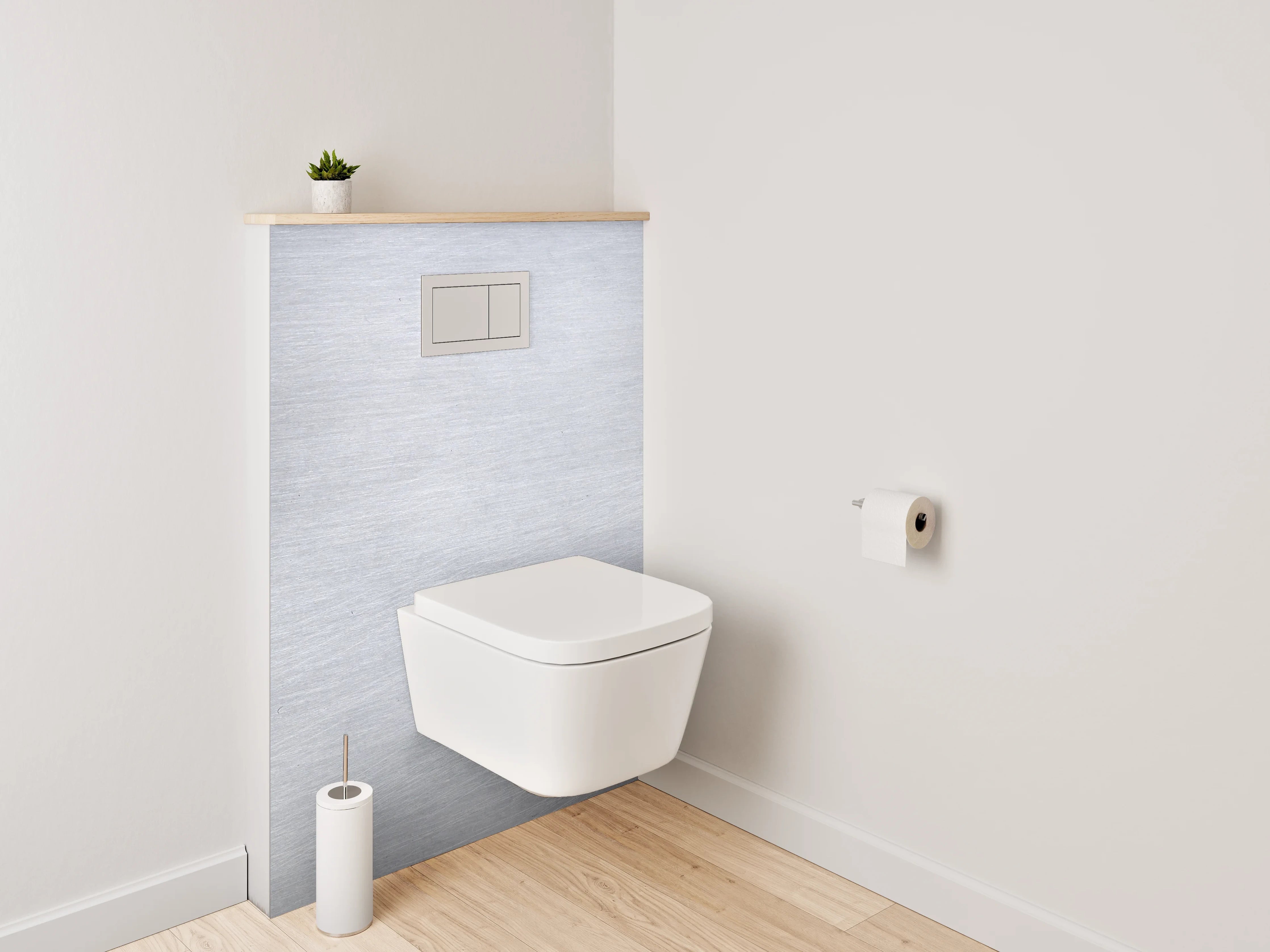 WC-Rückwand - Gebürstetes Metall Weiß-Grau Optik