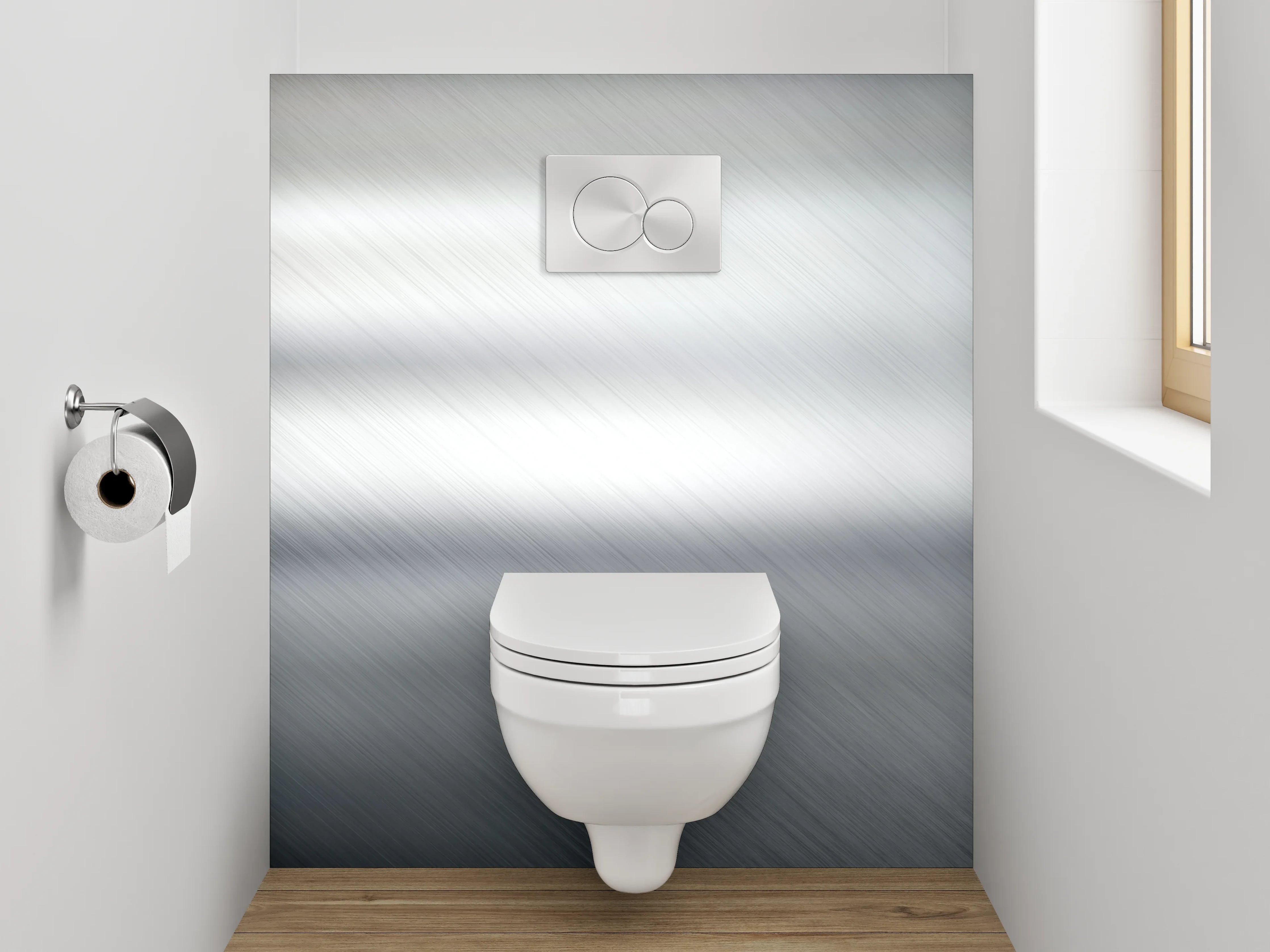 WC-Rückwand - Gebürstetes Metall in Silber-Optik