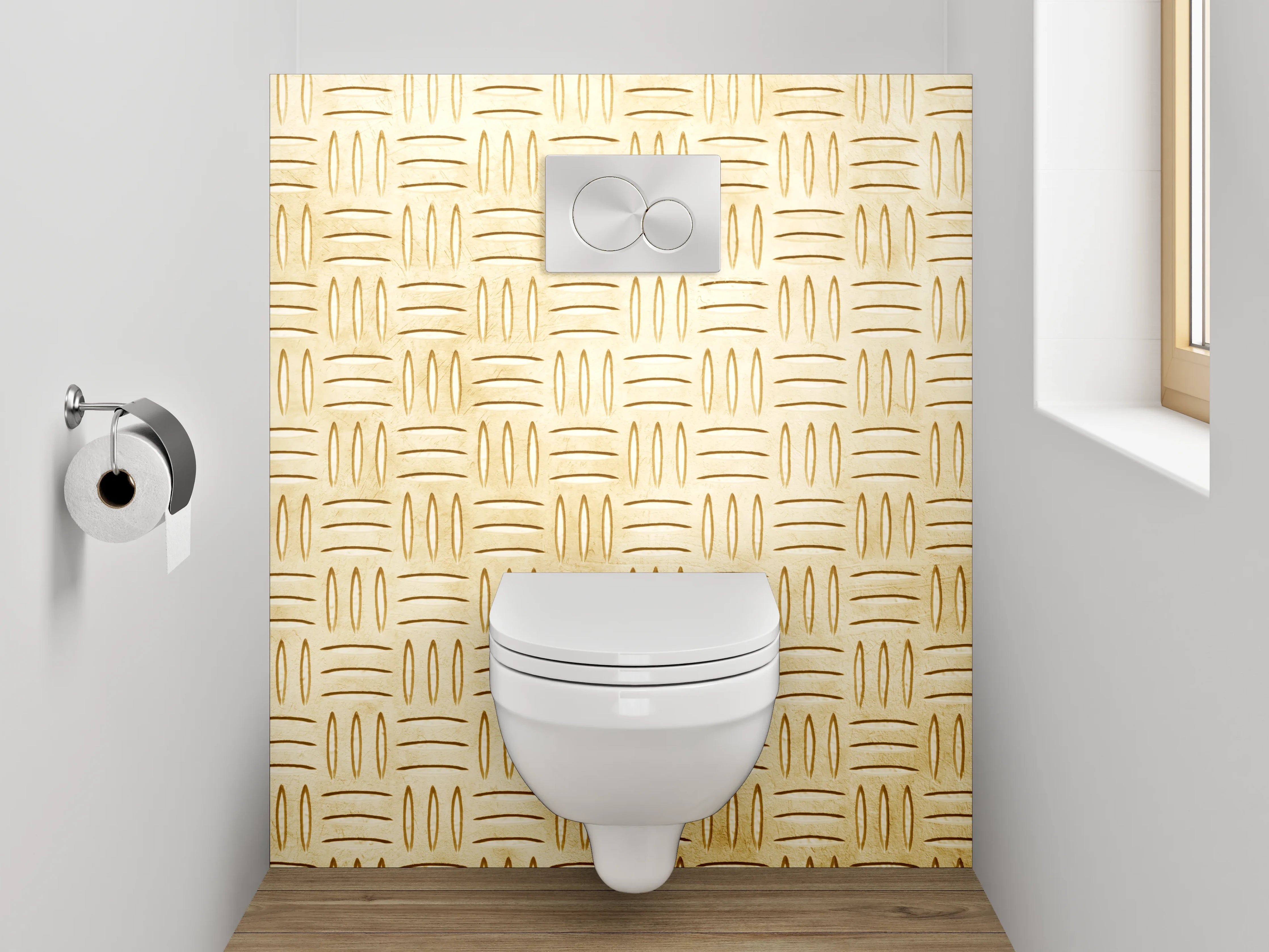 WC-Rückwand - Geflochtene Kachel-Optik in Beige