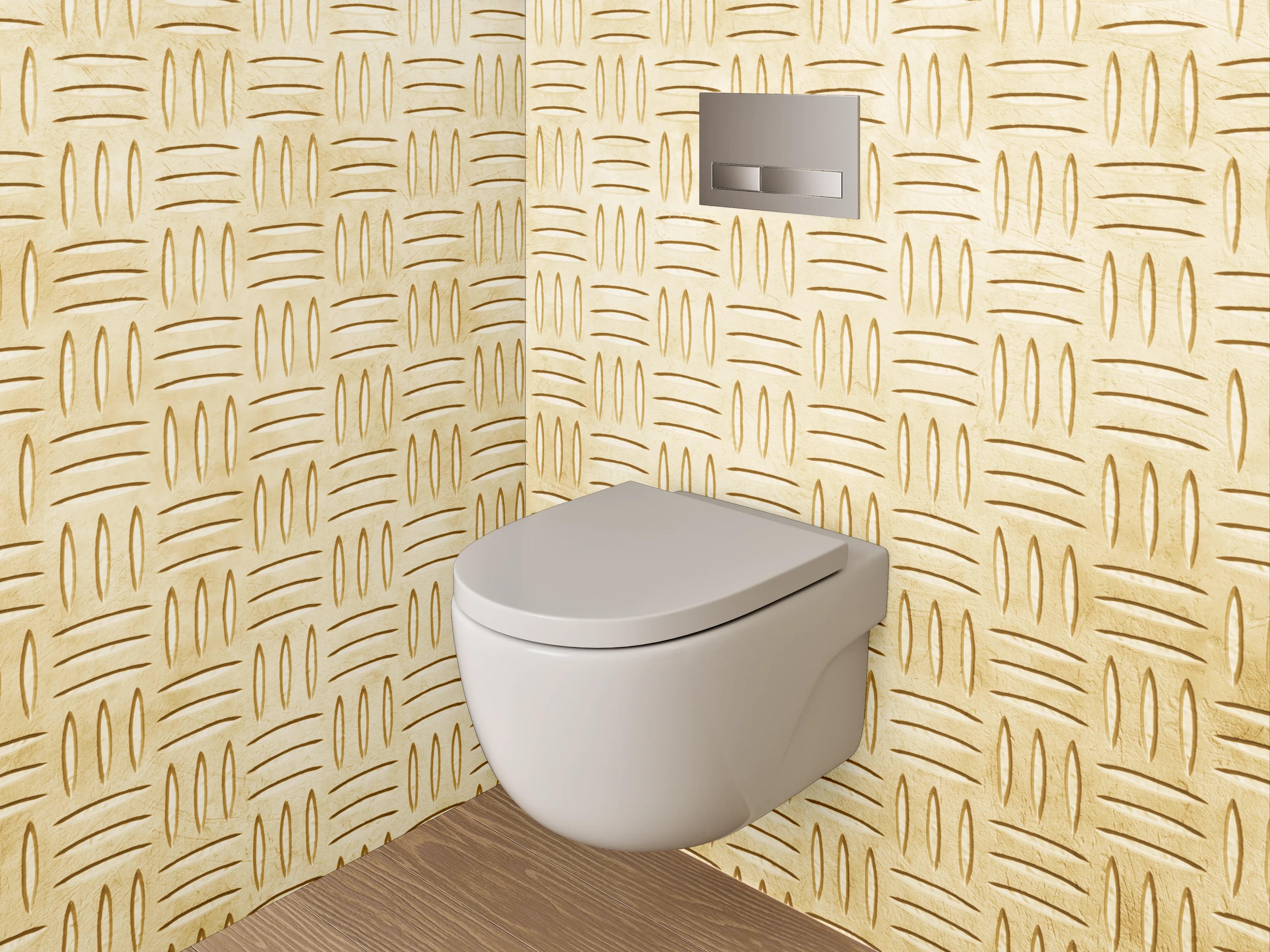 WC-Rückwand - Geflochtene Kachel-Optik in Beige