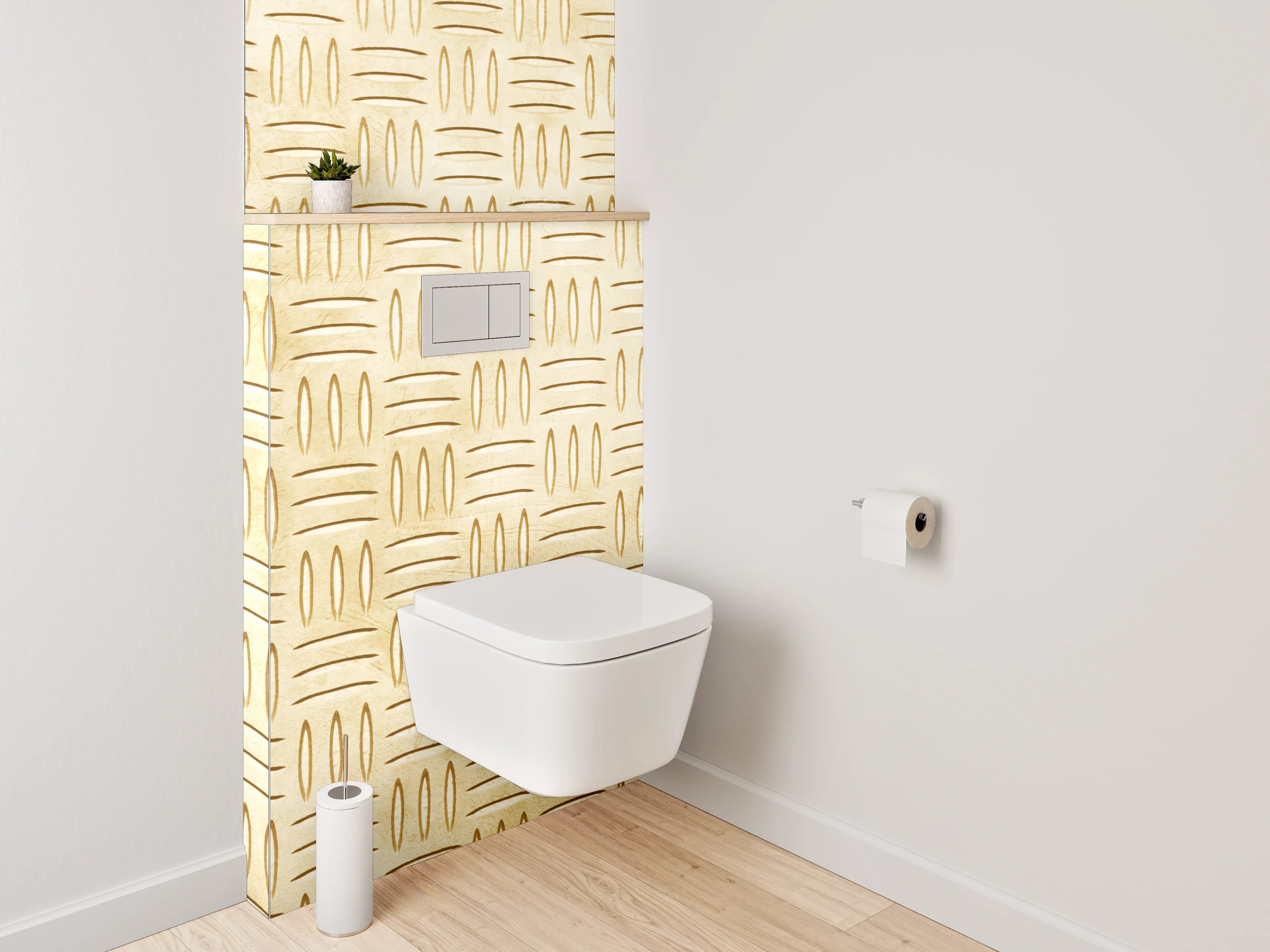 WC-Rückwand - Geflochtene Kachel-Optik in Beige