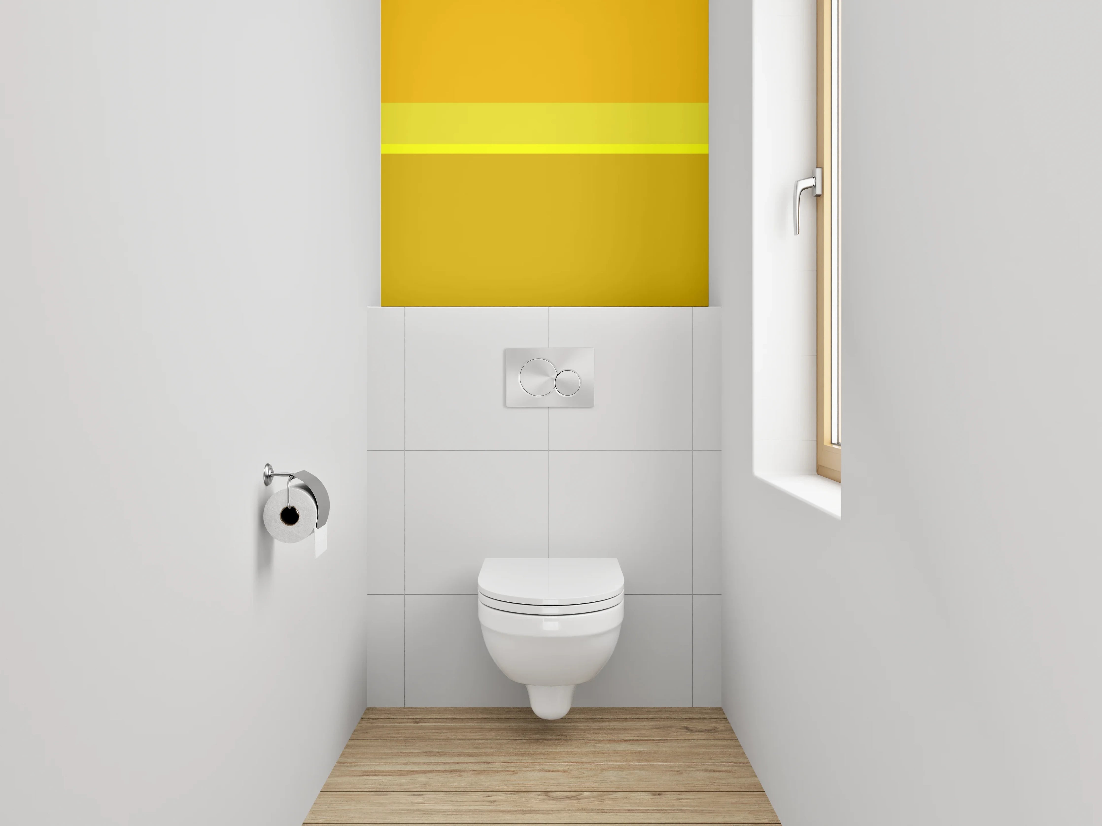 WC-Rückwand - Gelb-Orange Farbflächen Abstrakt