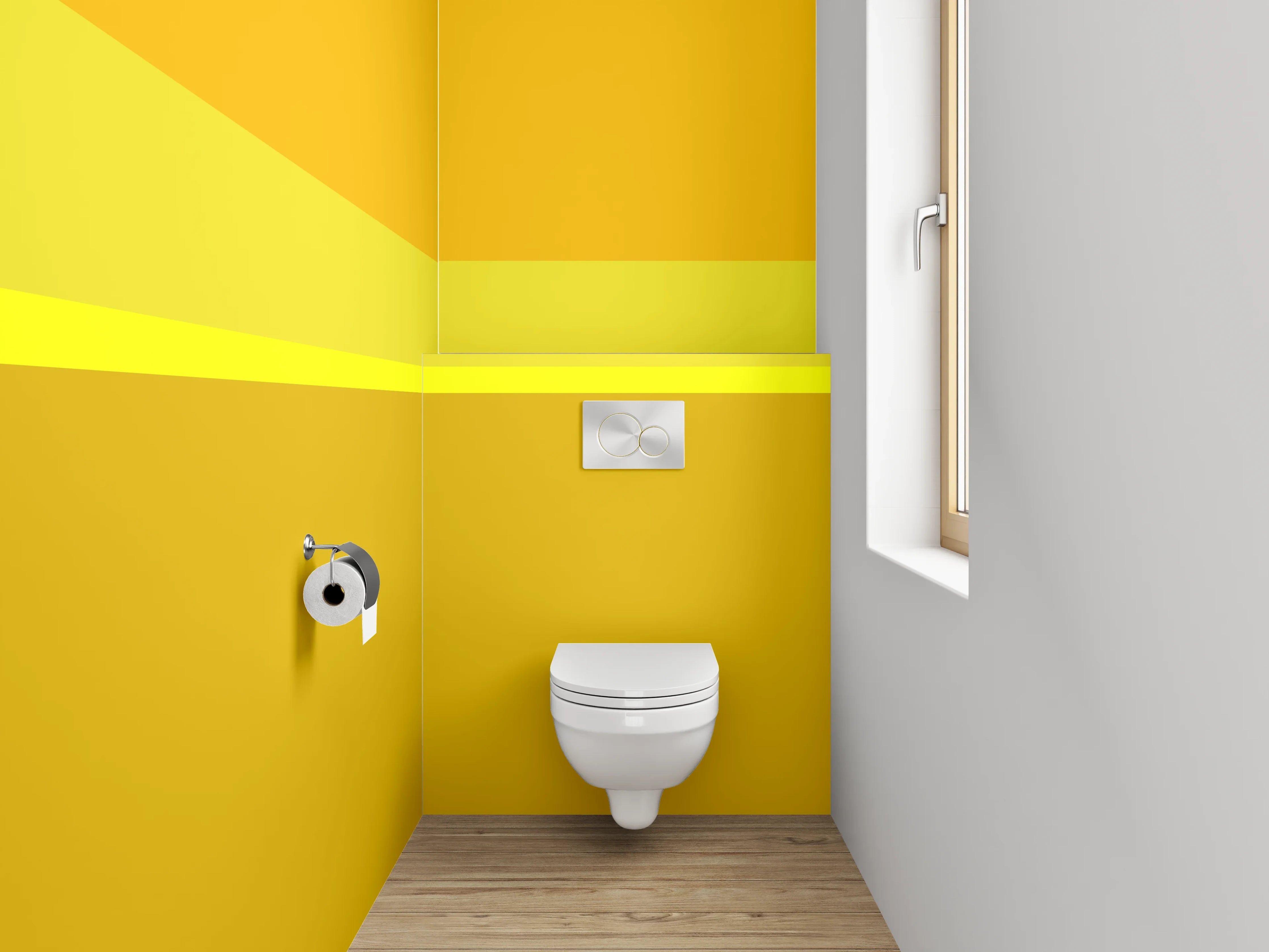 WC-Rückwand - Gelb-Orange Farbflächen Abstrakt