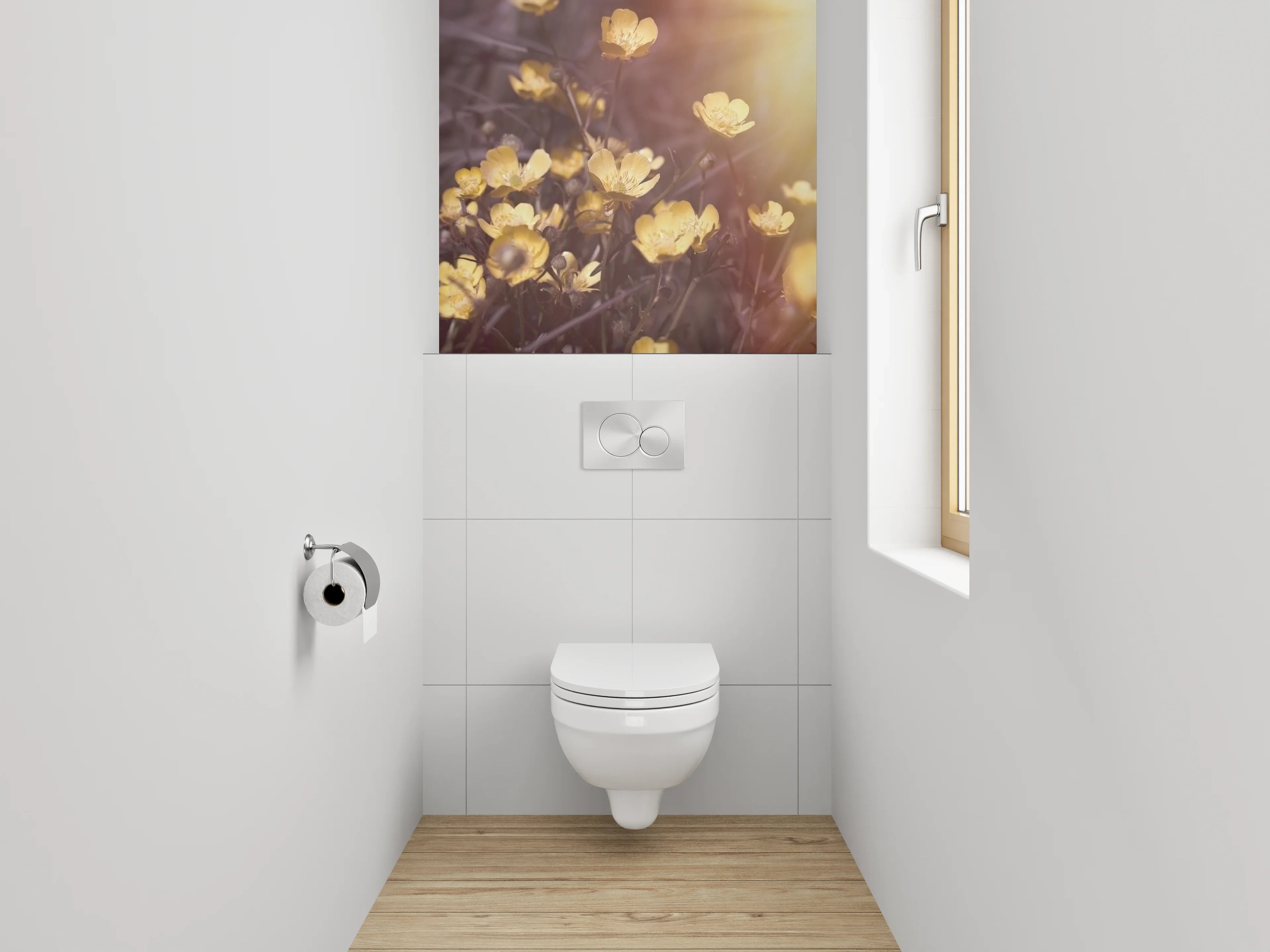 WC-Rückwand - Gelbe Butterblumen im Sonnenlicht