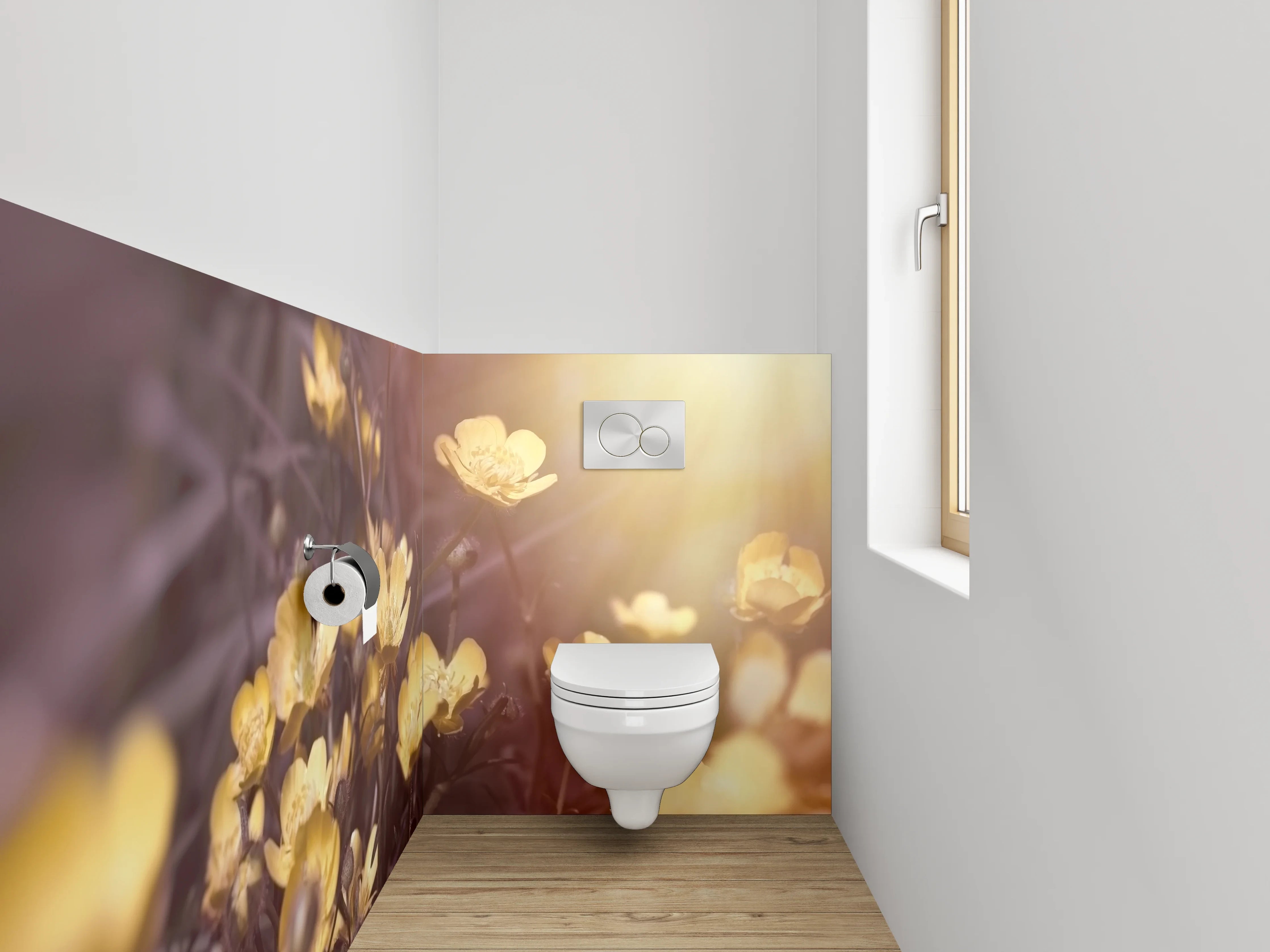 WC-Rückwand - Gelbe Butterblumen im Sonnenlicht