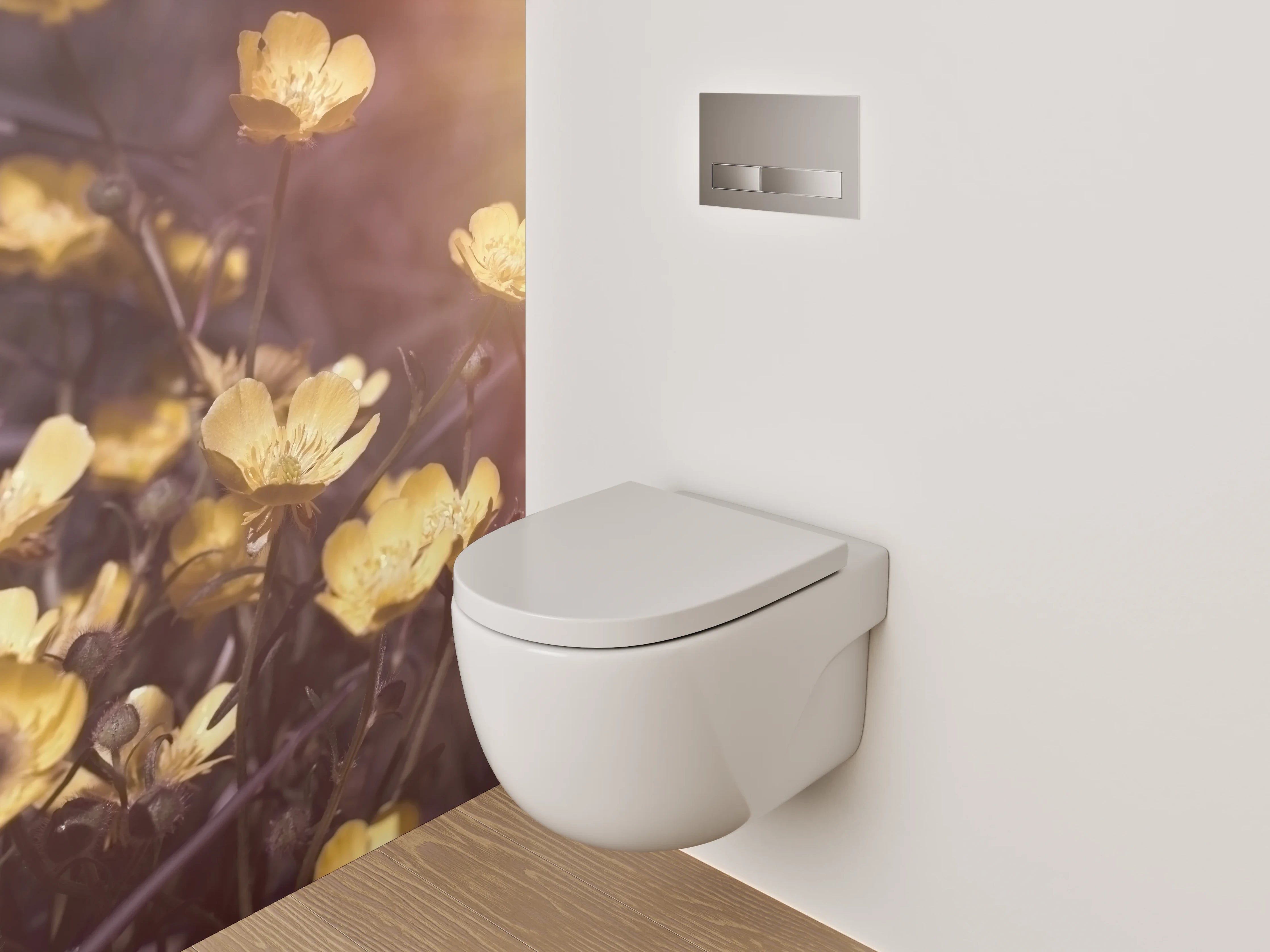 WC-Rückwand - Gelbe Butterblumen im Sonnenlicht