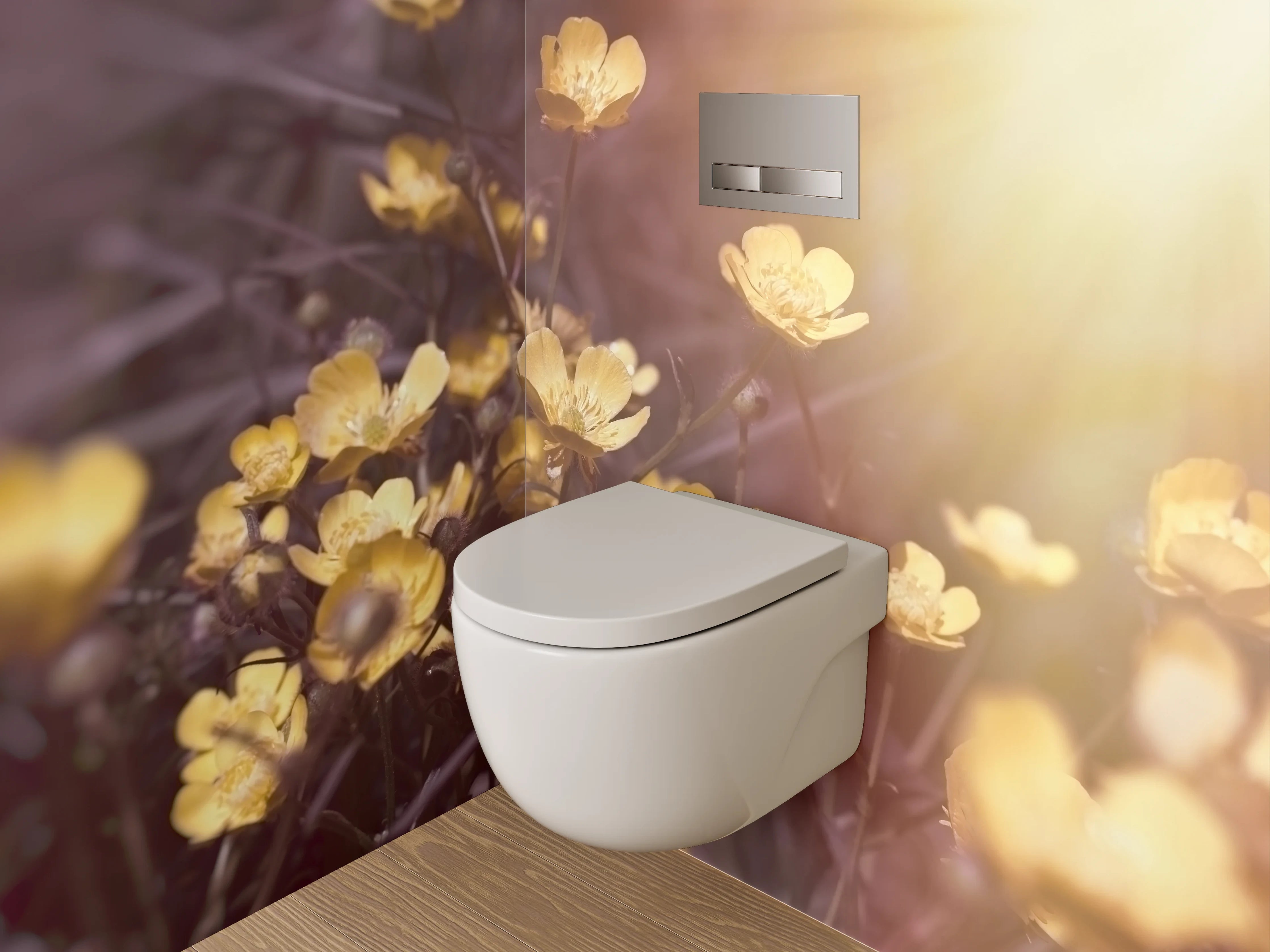 WC-Rückwand - Gelbe Butterblumen im Sonnenlicht