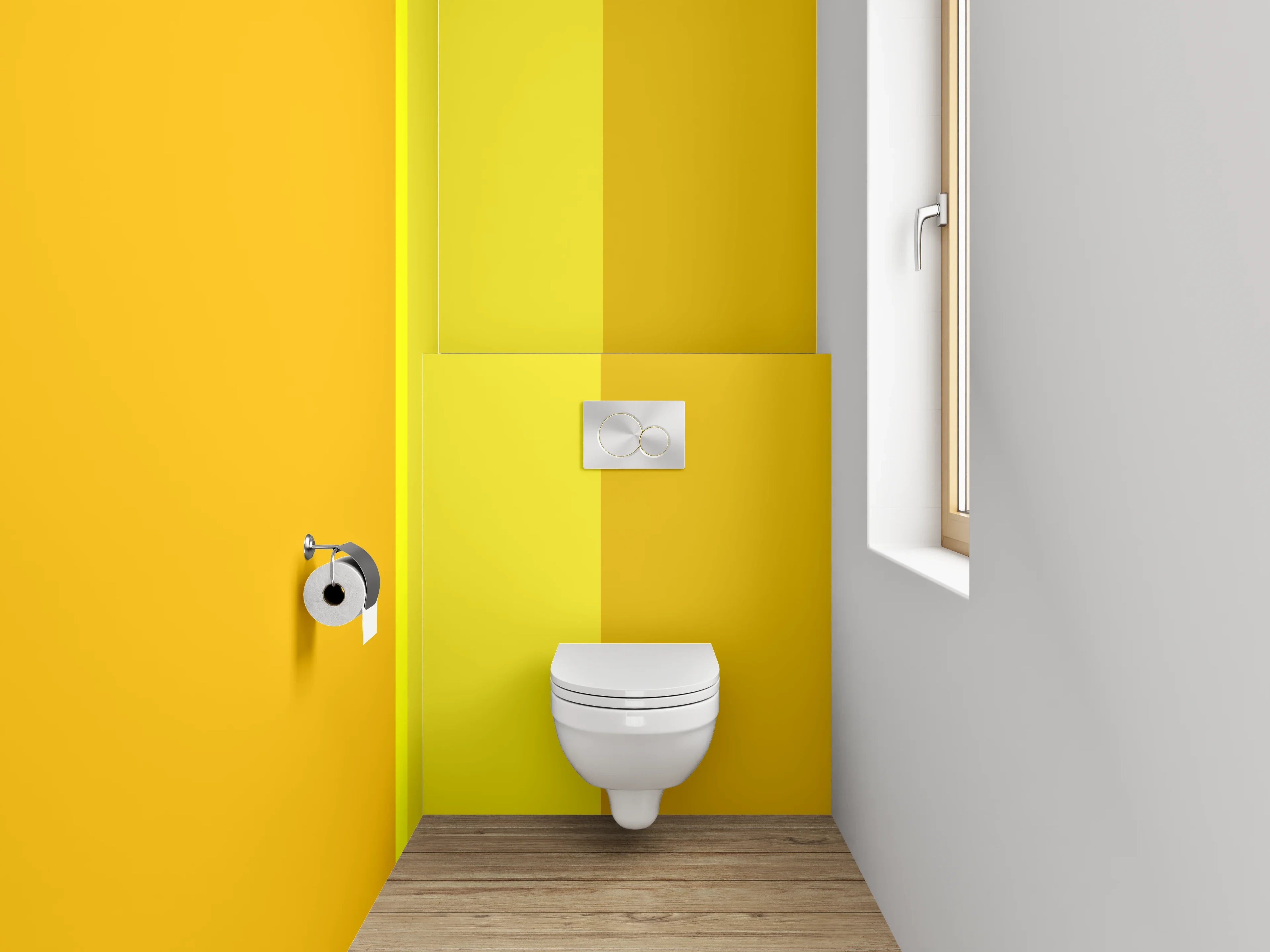 WC-Rückwand - Gelbe Farbflächen Abstrakt Minimalistisch