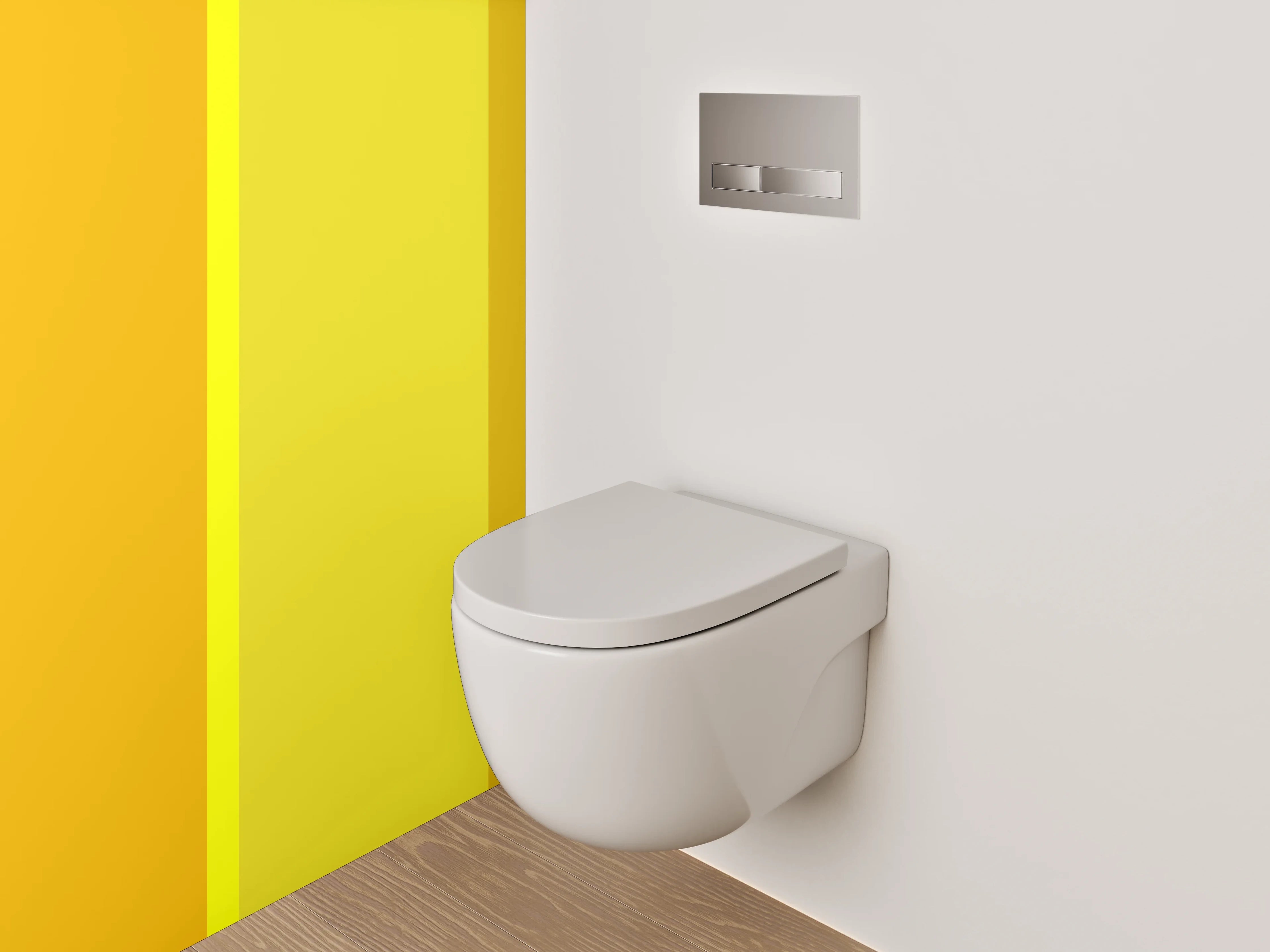 WC-Rückwand - Gelbe Farbflächen Abstrakt Minimalistisch