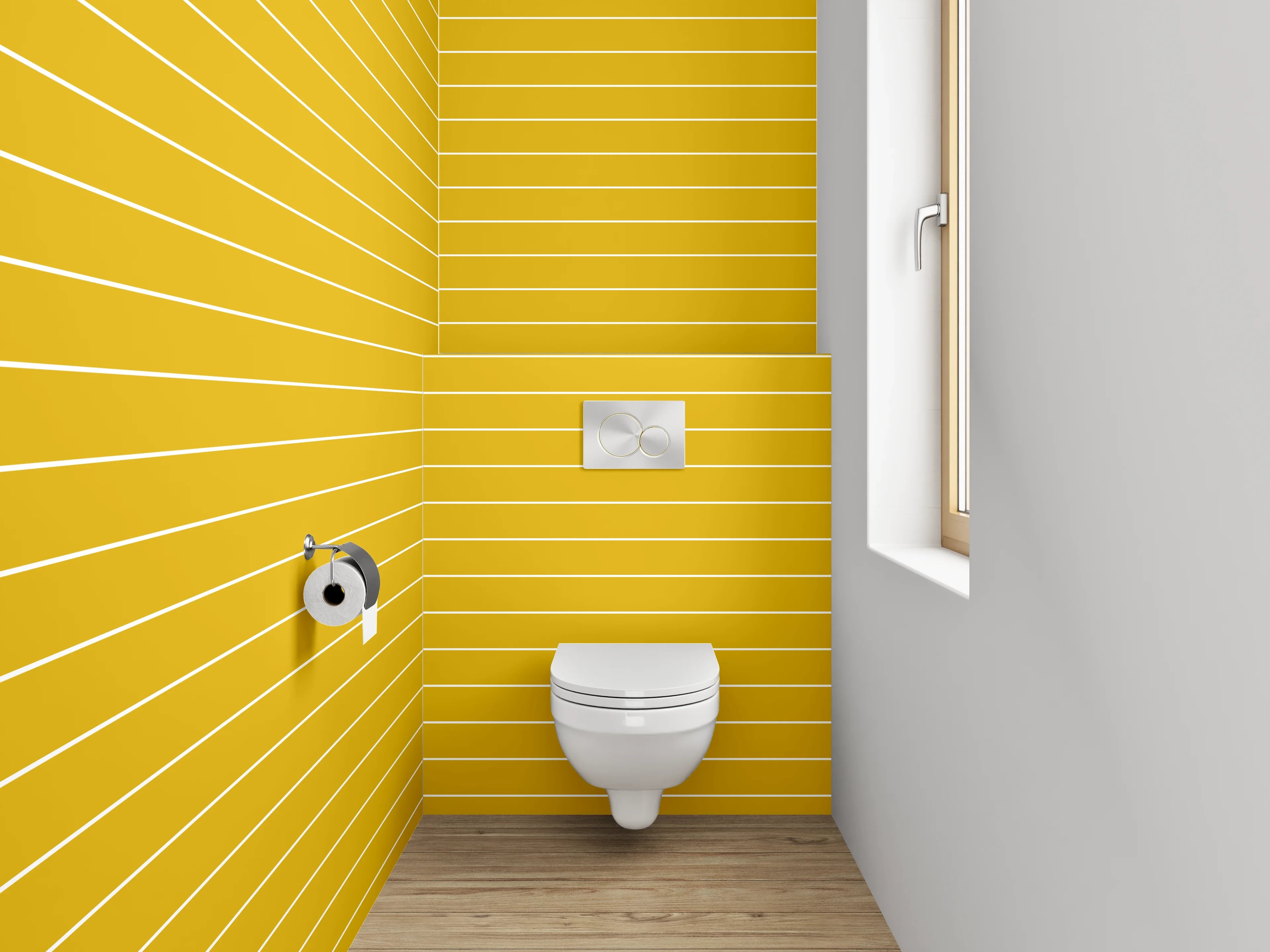WC-Rückwand - Gelbe Linien Streifenmuster modern