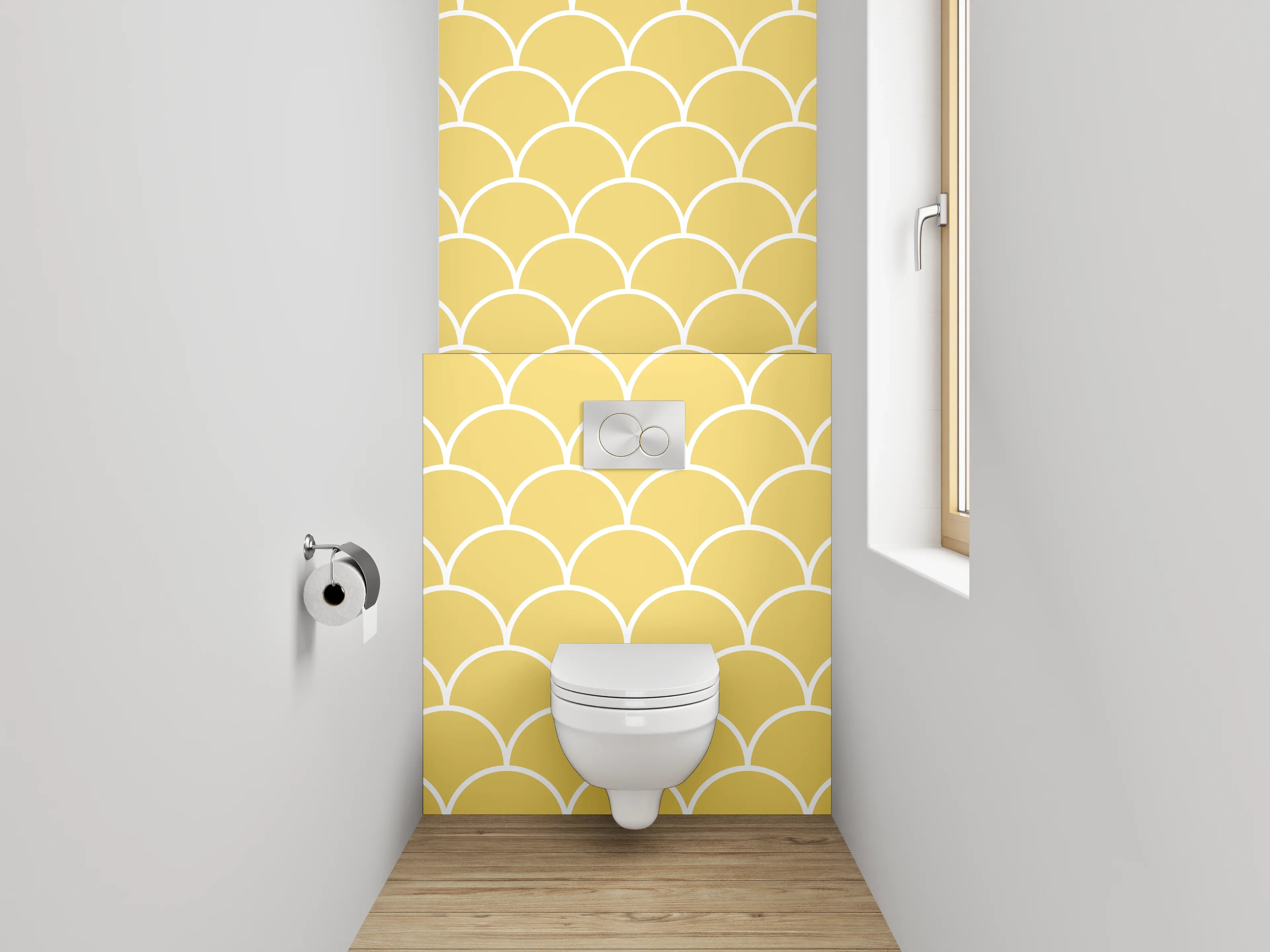 WC-Rückwand - Gelbes Fischschuppen Muster