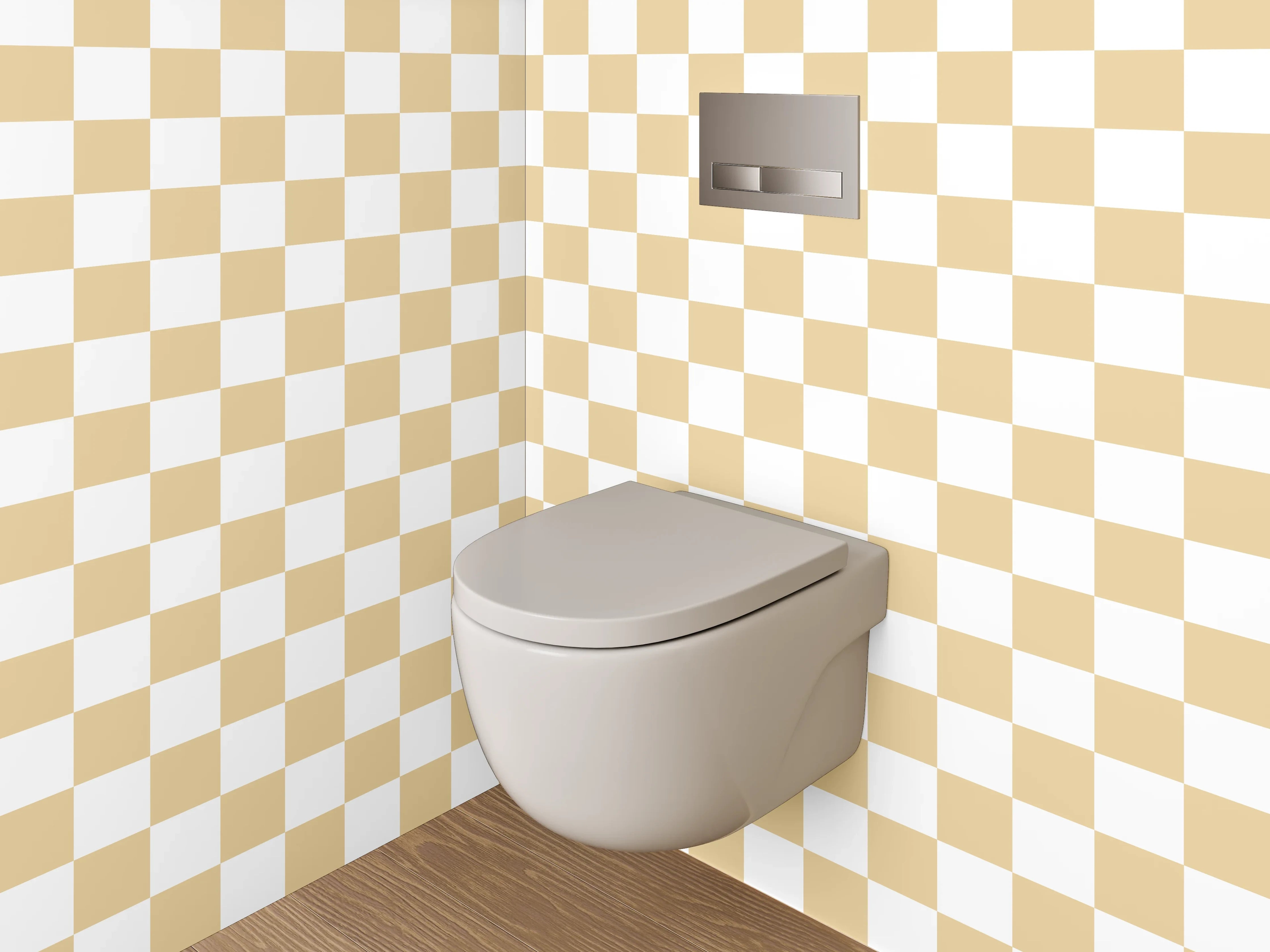 WC-Rückwand - Gelbes Kachelmuster Retro-Design