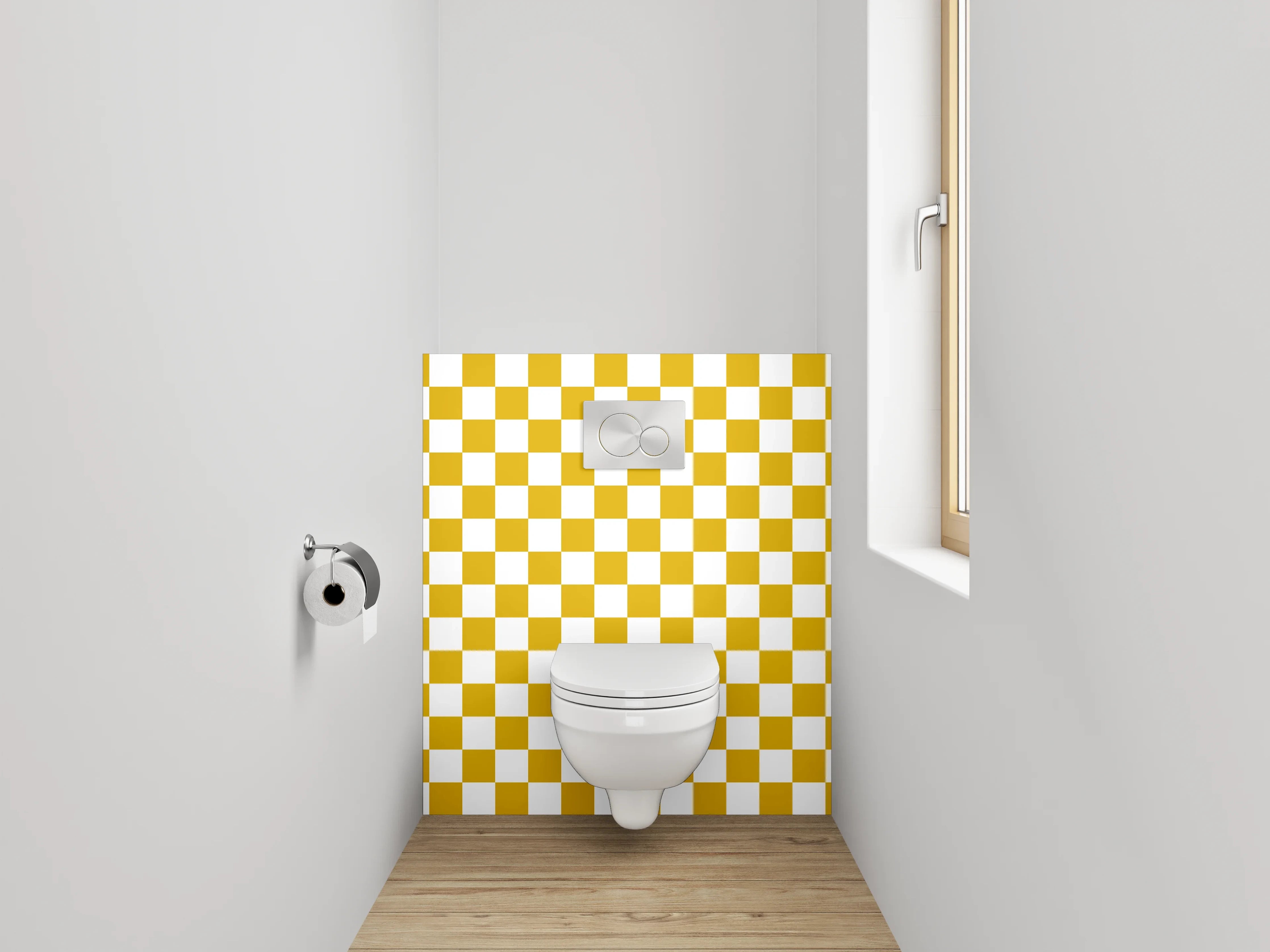 WC-Rückwand - Gelbes Karo Muster Retro