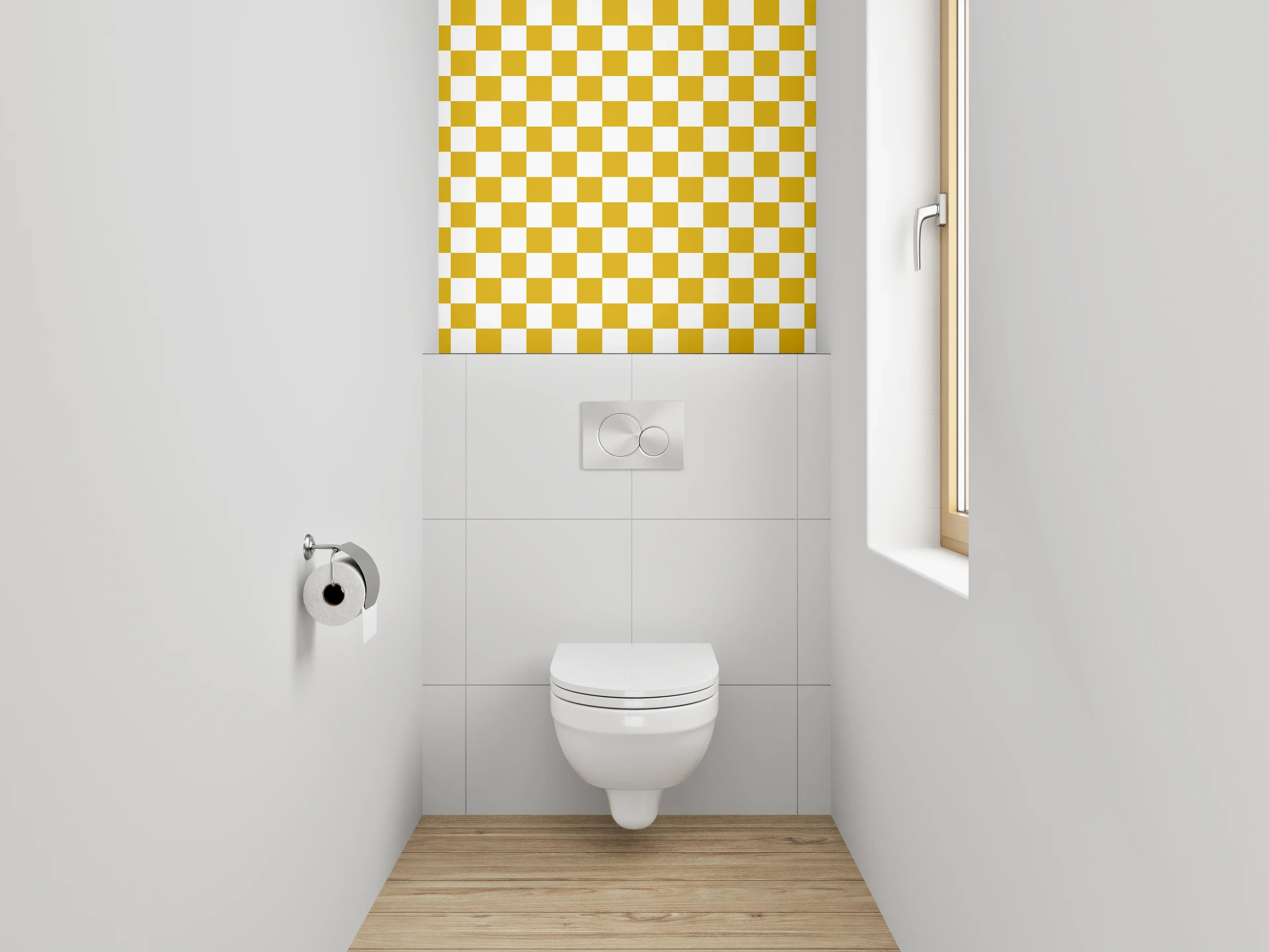 WC-Rückwand - Gelbes Karo Muster Retro